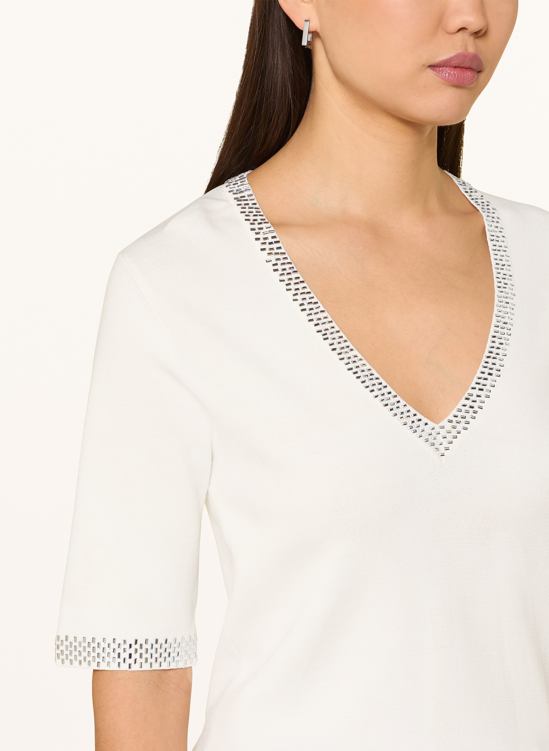 Thumbnail - Liu Jo Pullover Mit 3/4-Arm Und Schmucksteinen weiss