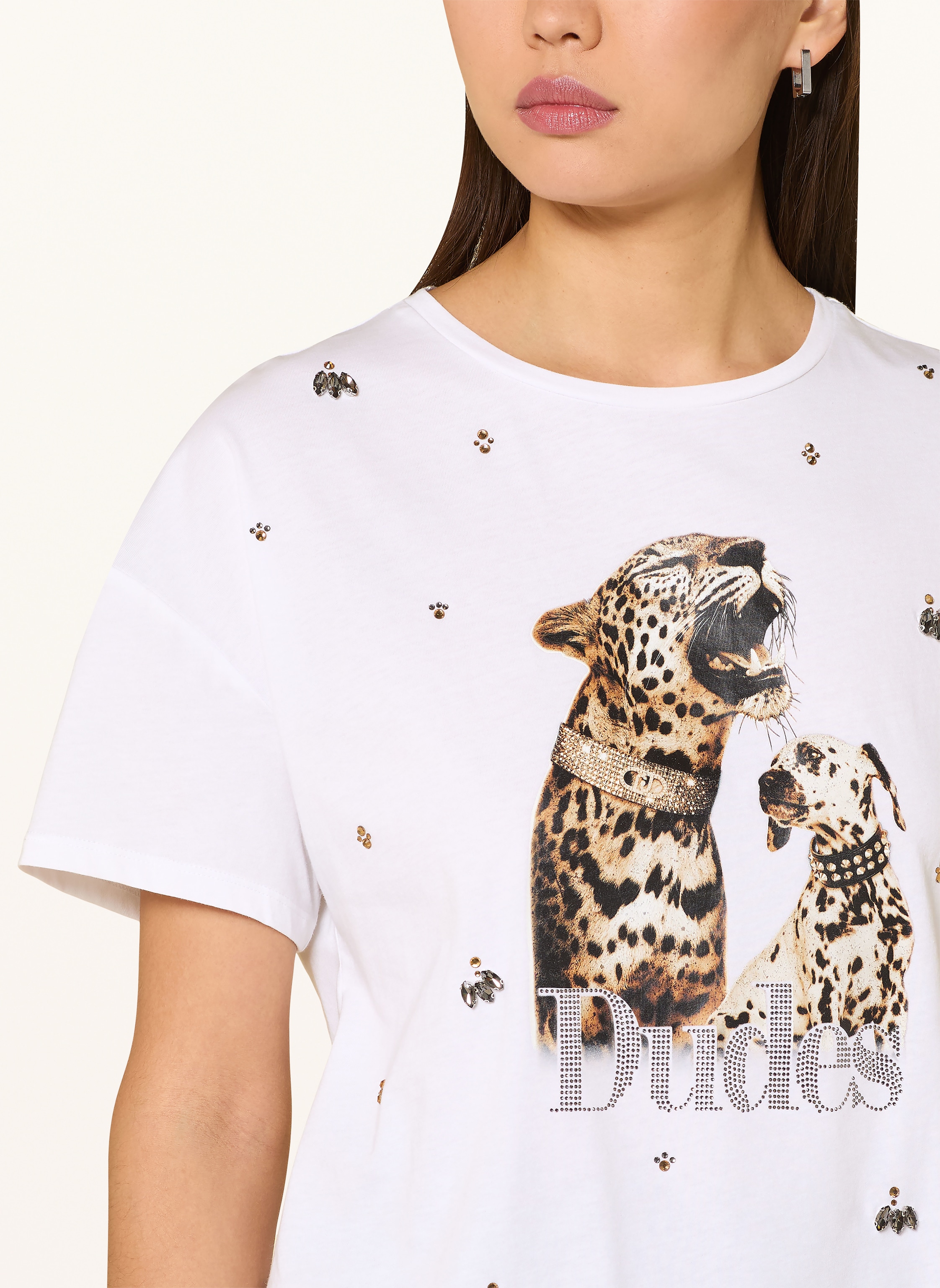 Thumbnail - Liu Jo T-Shirt Mit Schmucksteinen weiss