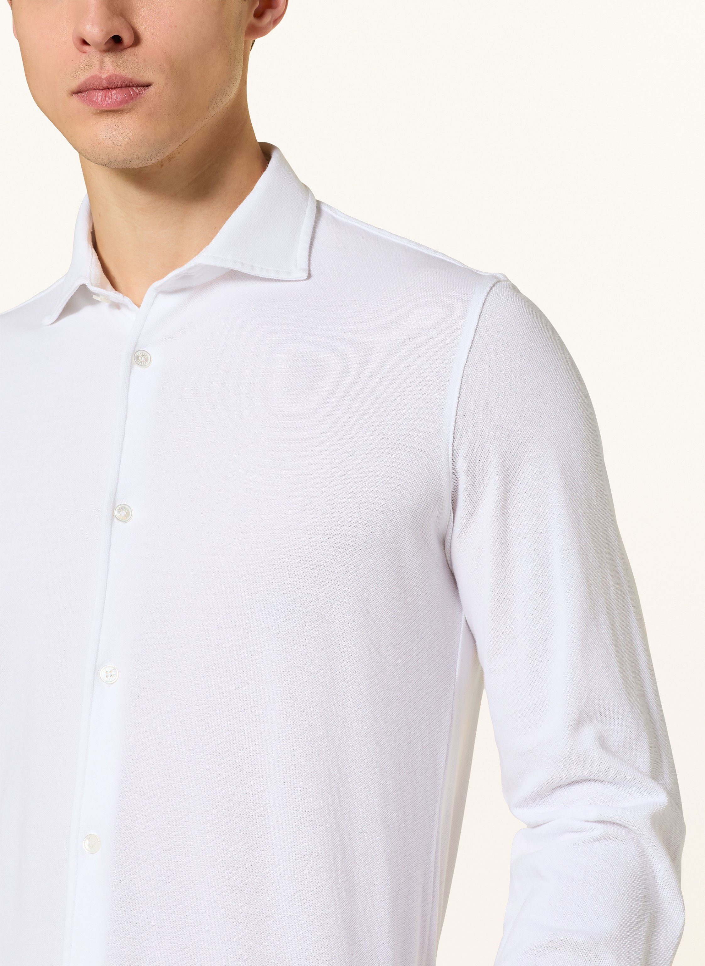 Thumbnail - Fedeli Piqué-Hemd Stelve Slim Fit weiss