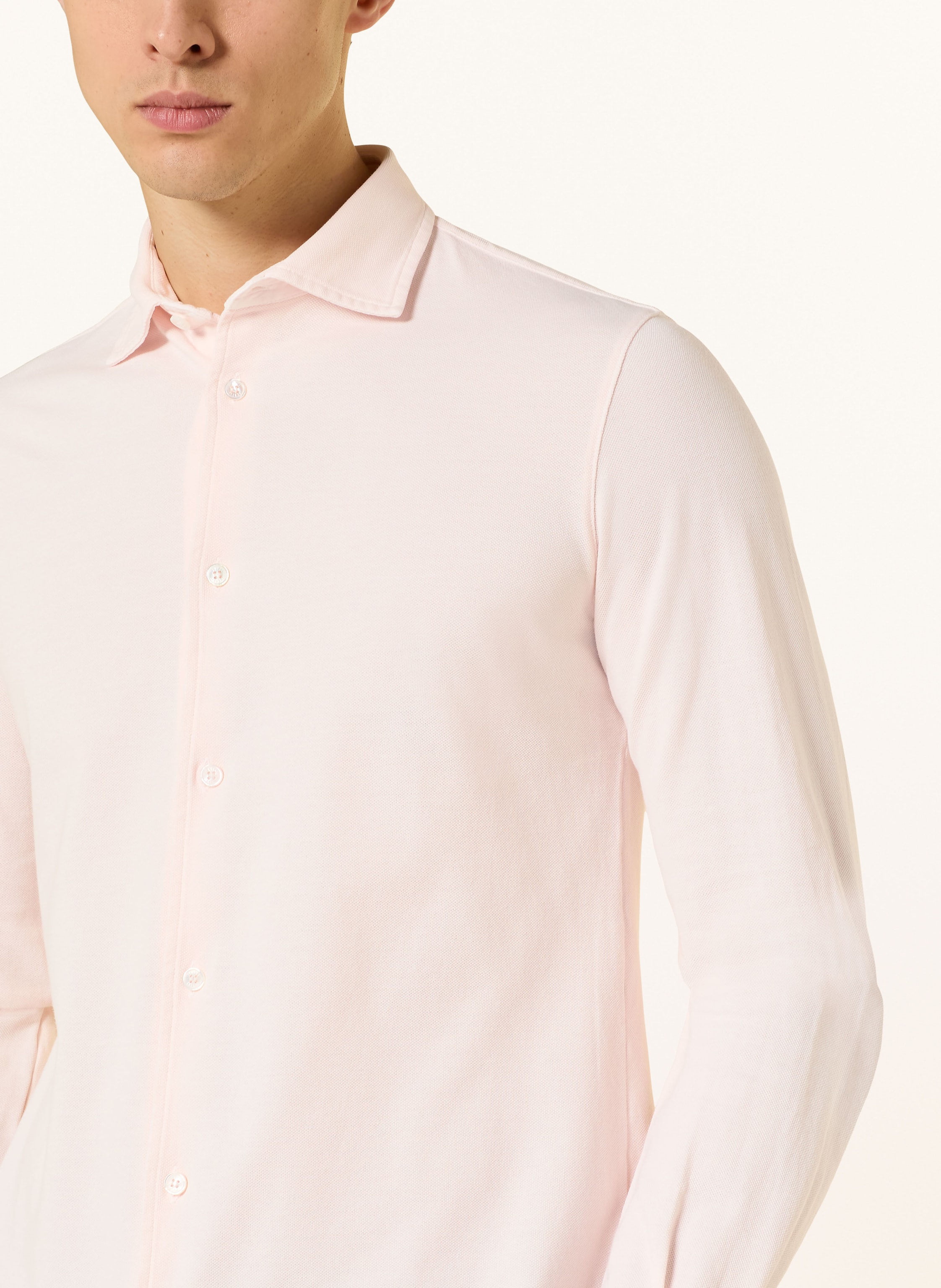 Thumbnail - Fedeli Piqué-Hemd Stelve Slim Fit rosa
