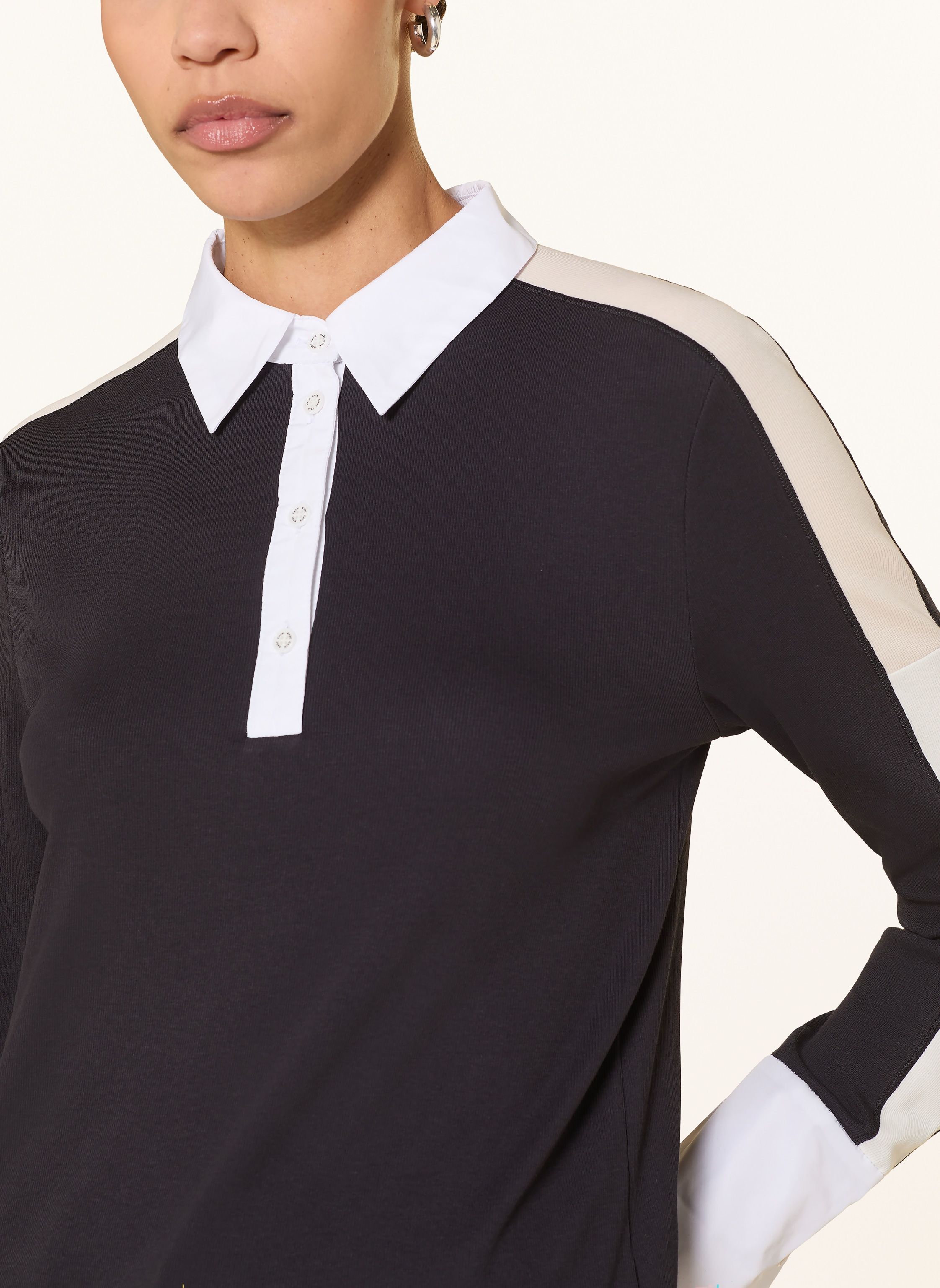 Thumbnail - Marc Cain Poloshirt Im Materialmix blau