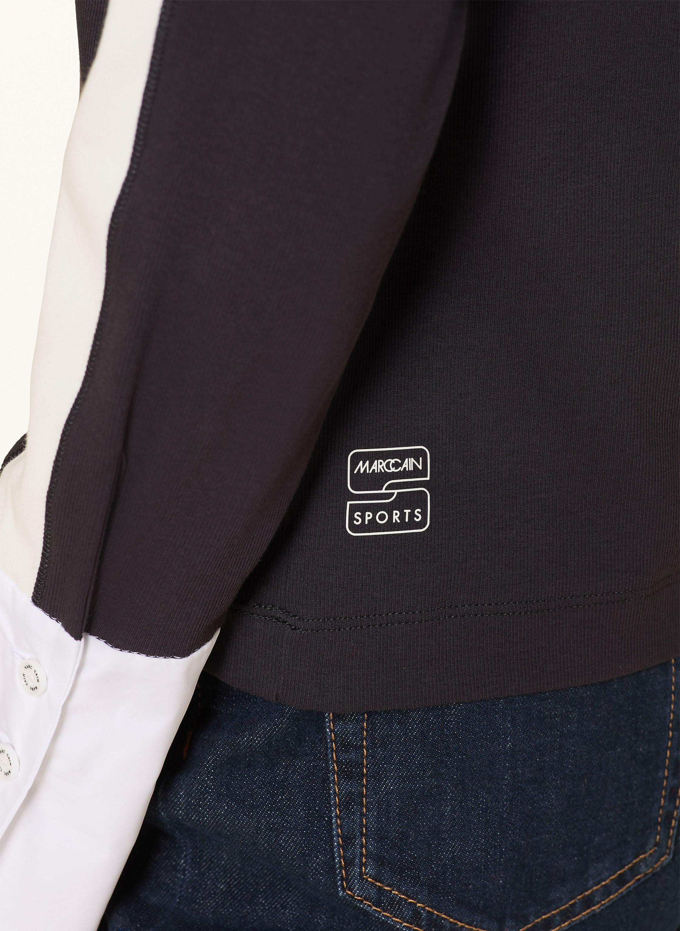 Thumbnail - Marc Cain Poloshirt Im Materialmix blau