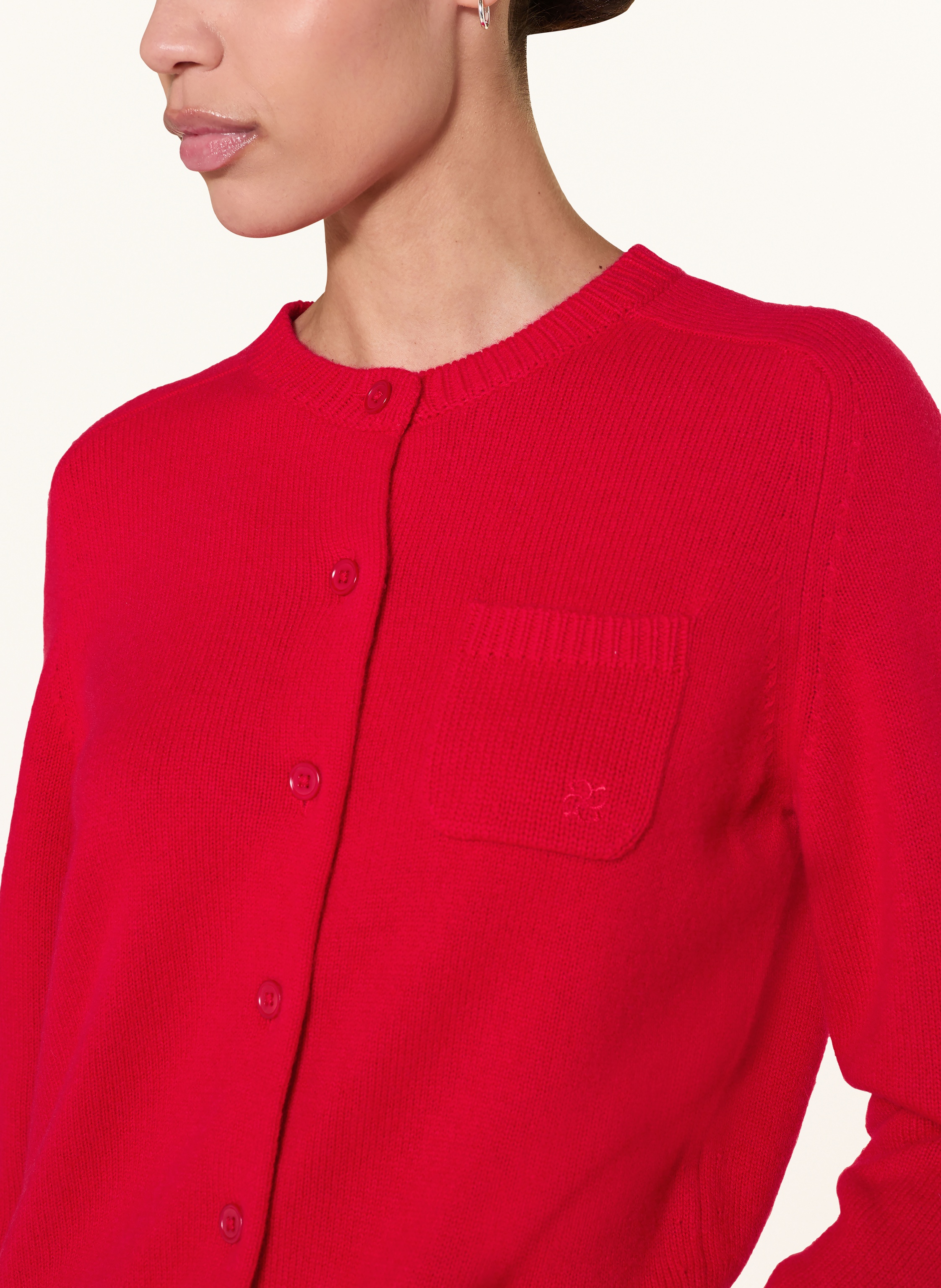 Thumbnail - Dorothee Schumacher Strickjacke Elegant Statements Mit Cashmere Und Abnehmbarem Kragen rot