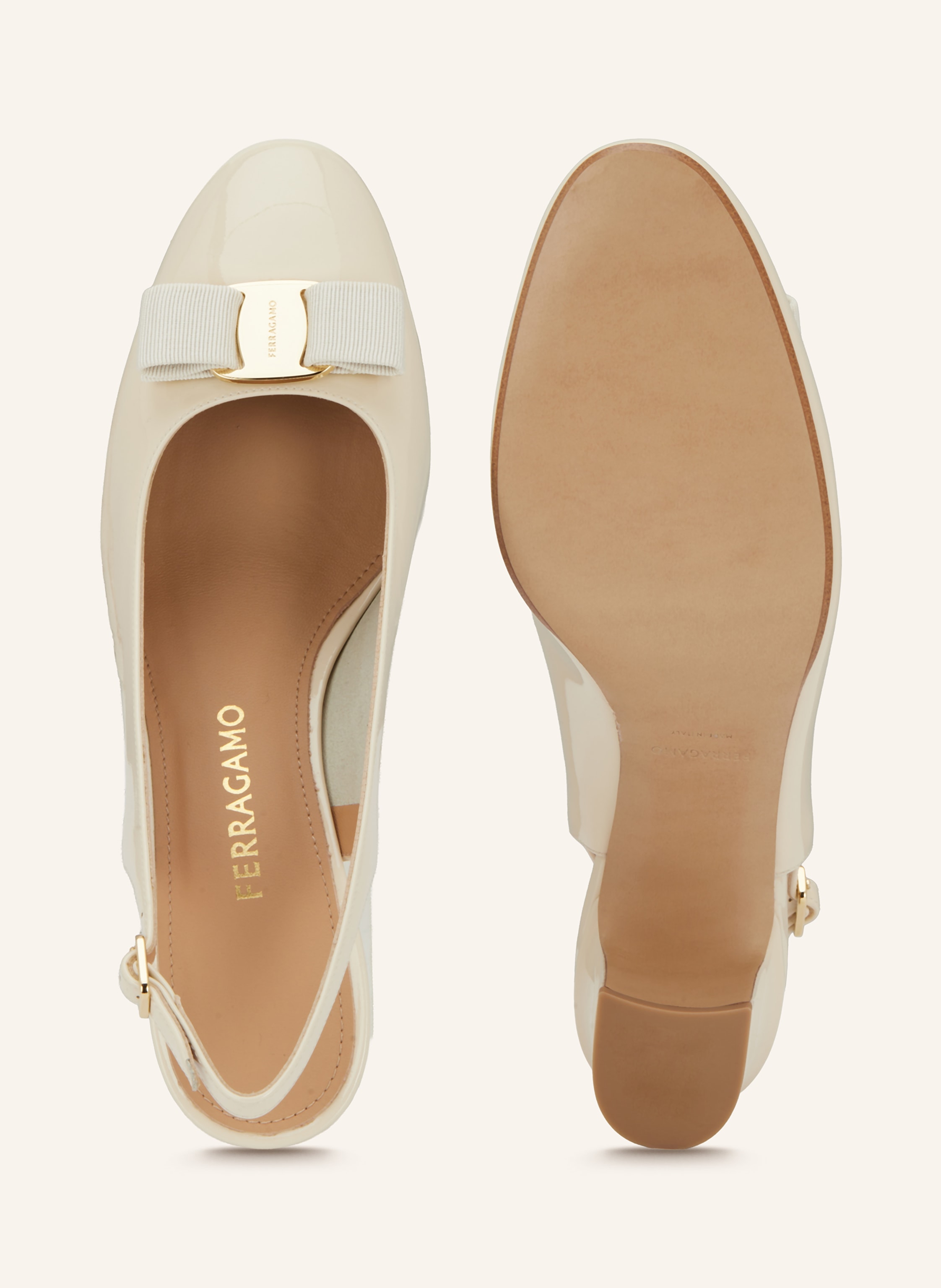 Thumbnail - Ferragamo Slingpumps New Vara beige