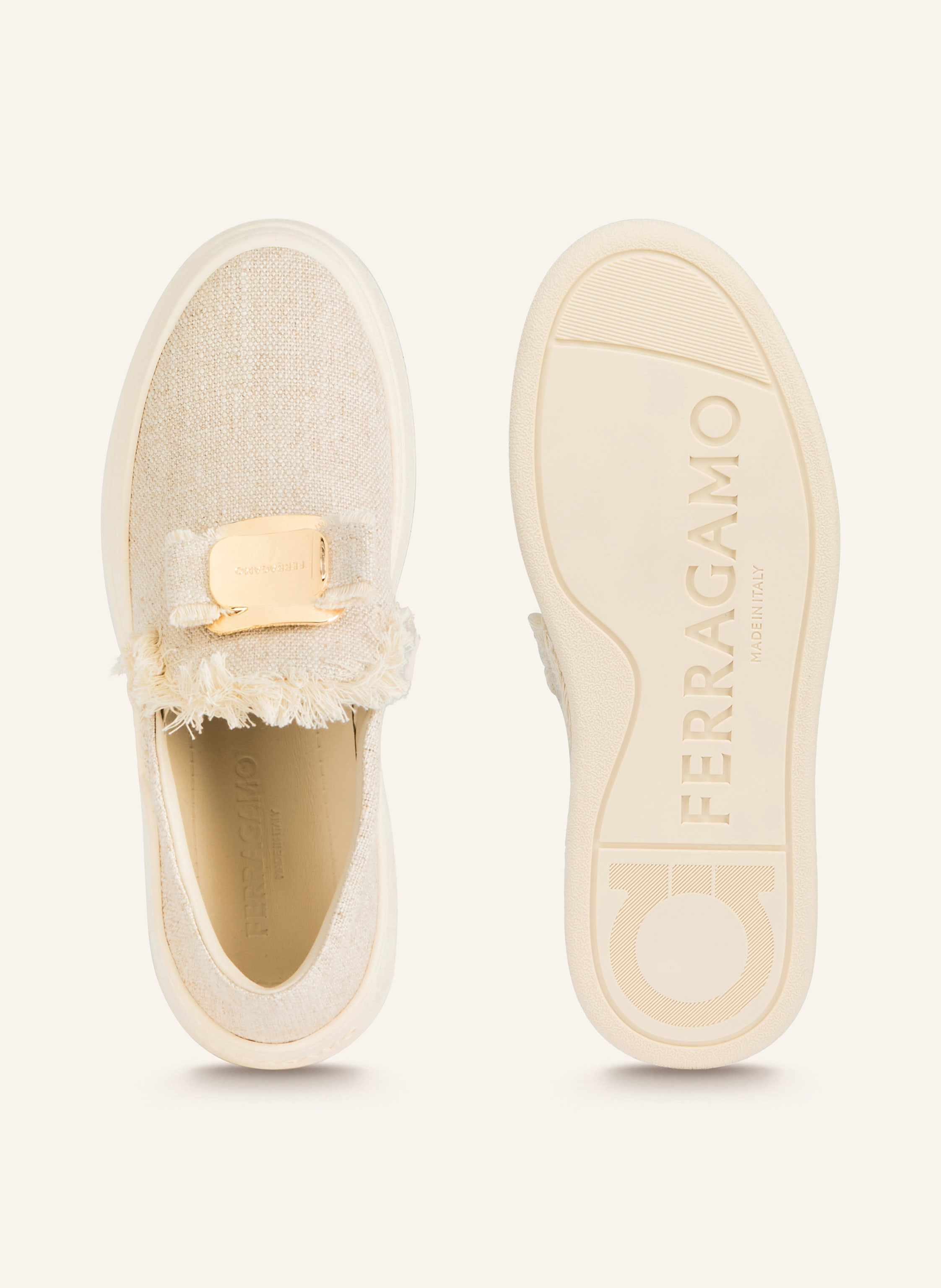 Thumbnail - Ferragamo Plateau-Slipper beige
