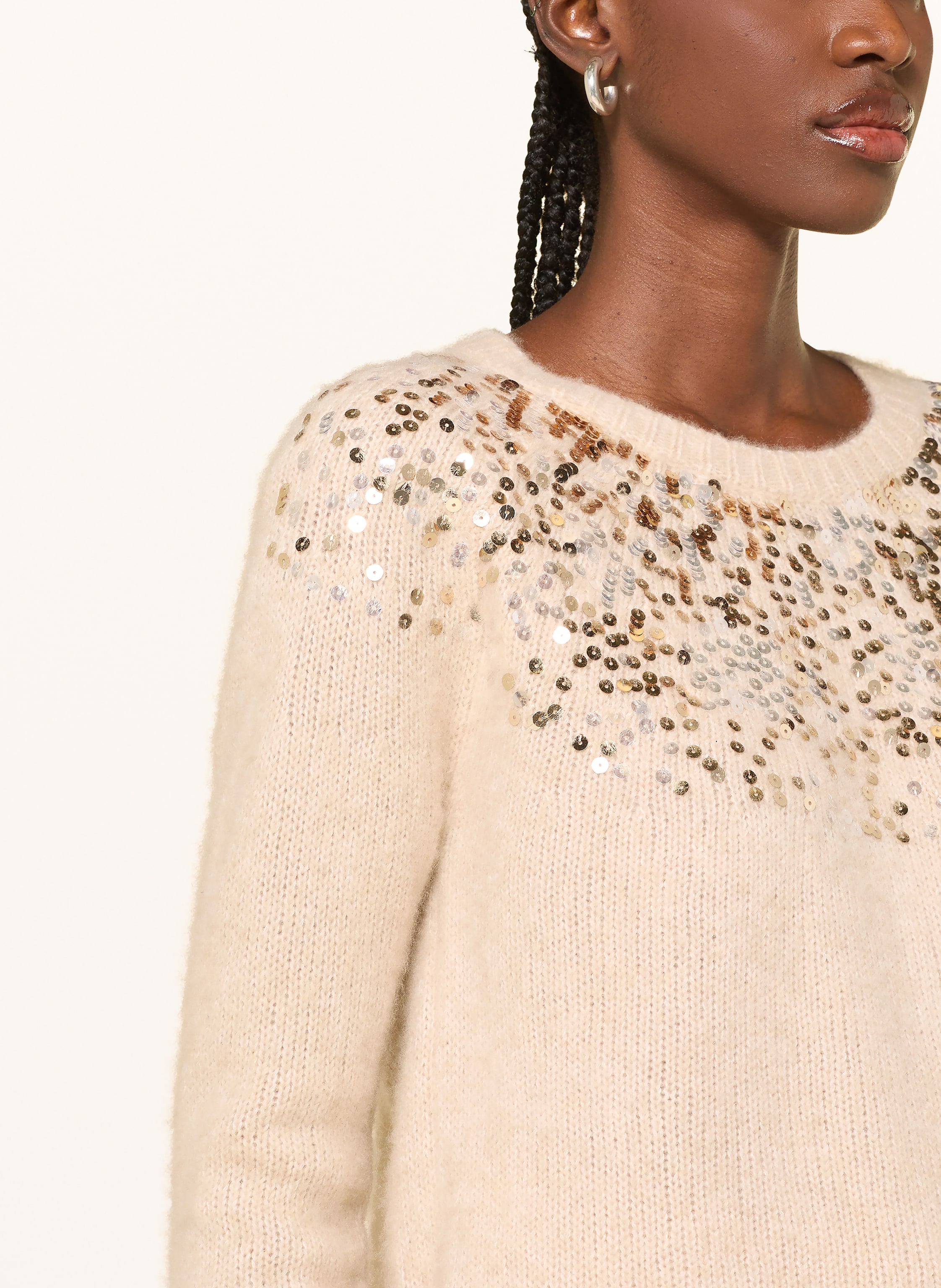 Thumbnail - Hemisphere Pullover Mit Cashmere Und Pailletten beige