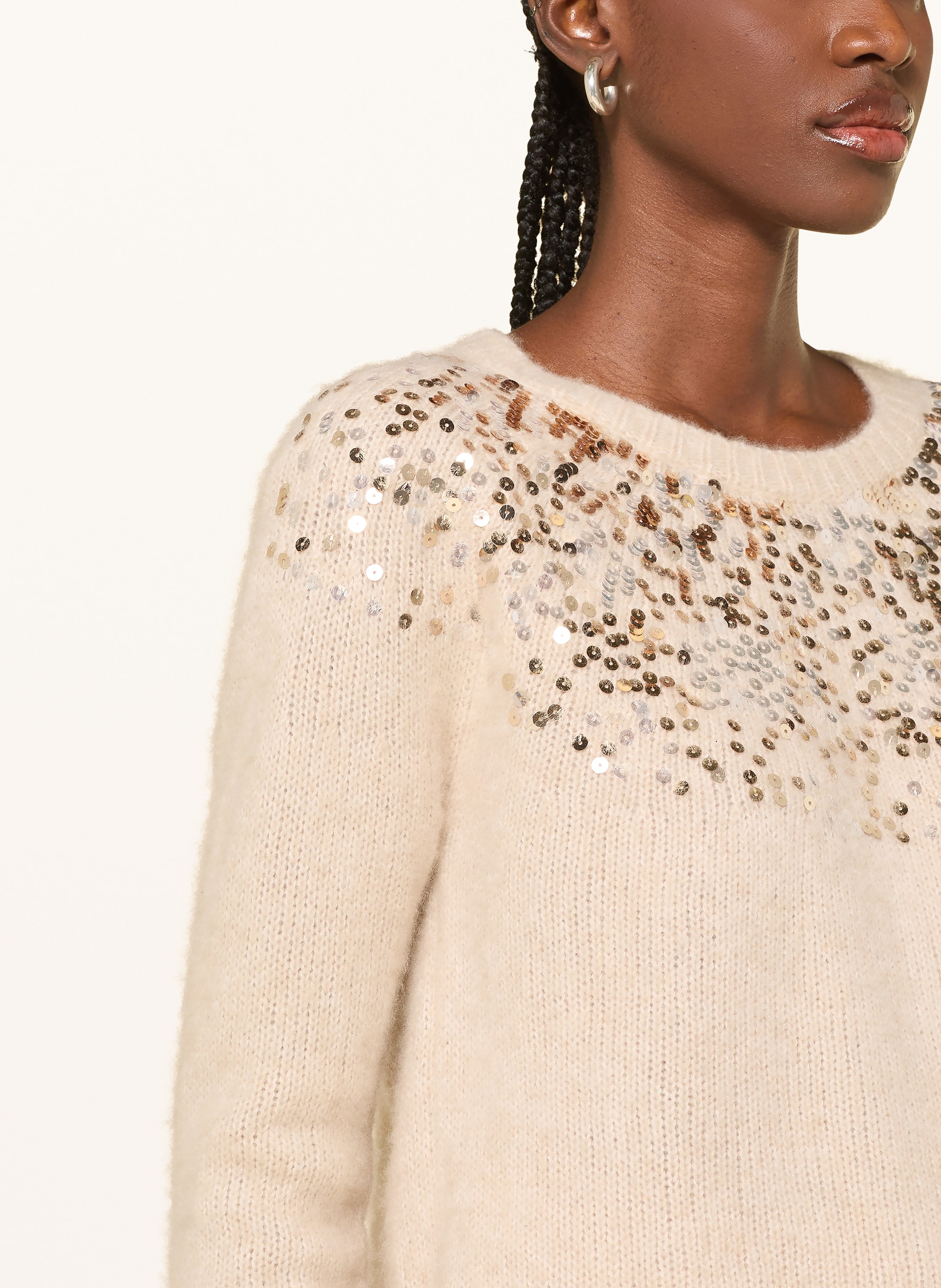 Thumbnail - Hemisphere Pullover Mit Cashmere Und Pailletten beige