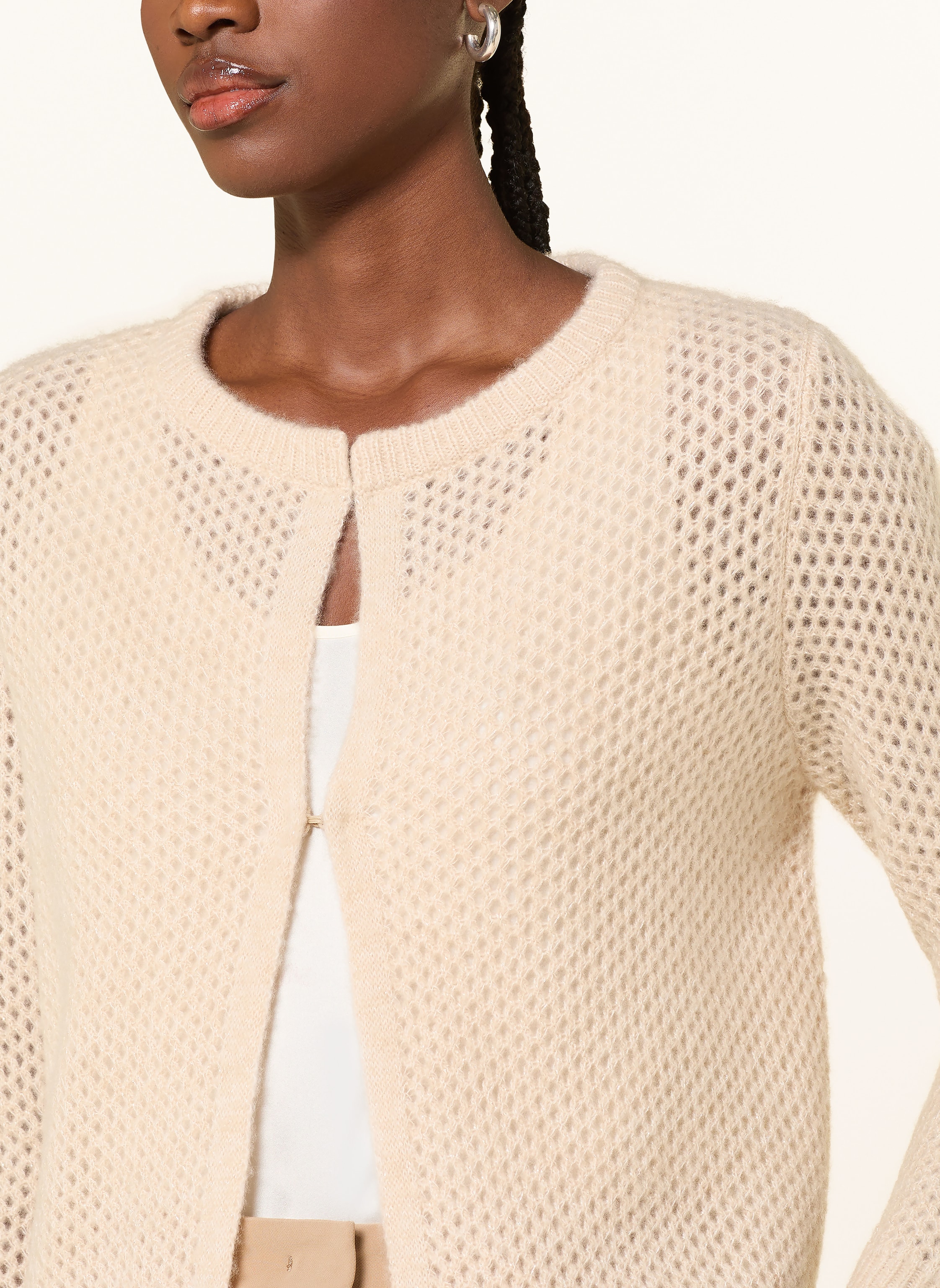 Thumbnail - Hemisphere Strickjacke Mit Cashmere Und Glitzergarn beige