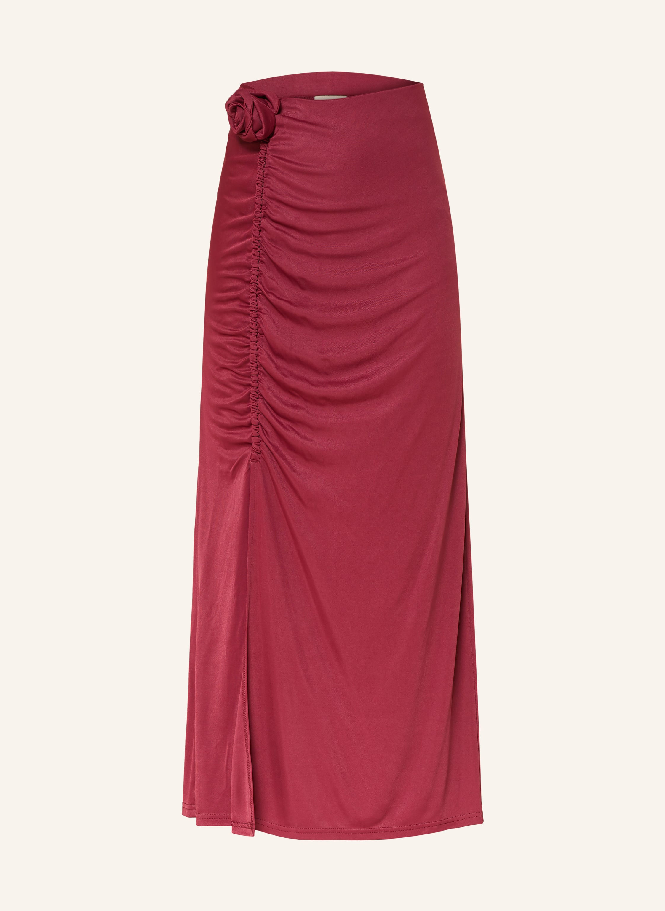 Jupe Crayon Fink Taille 10 - Rouge à Fleurs En Soie - Très Bon état