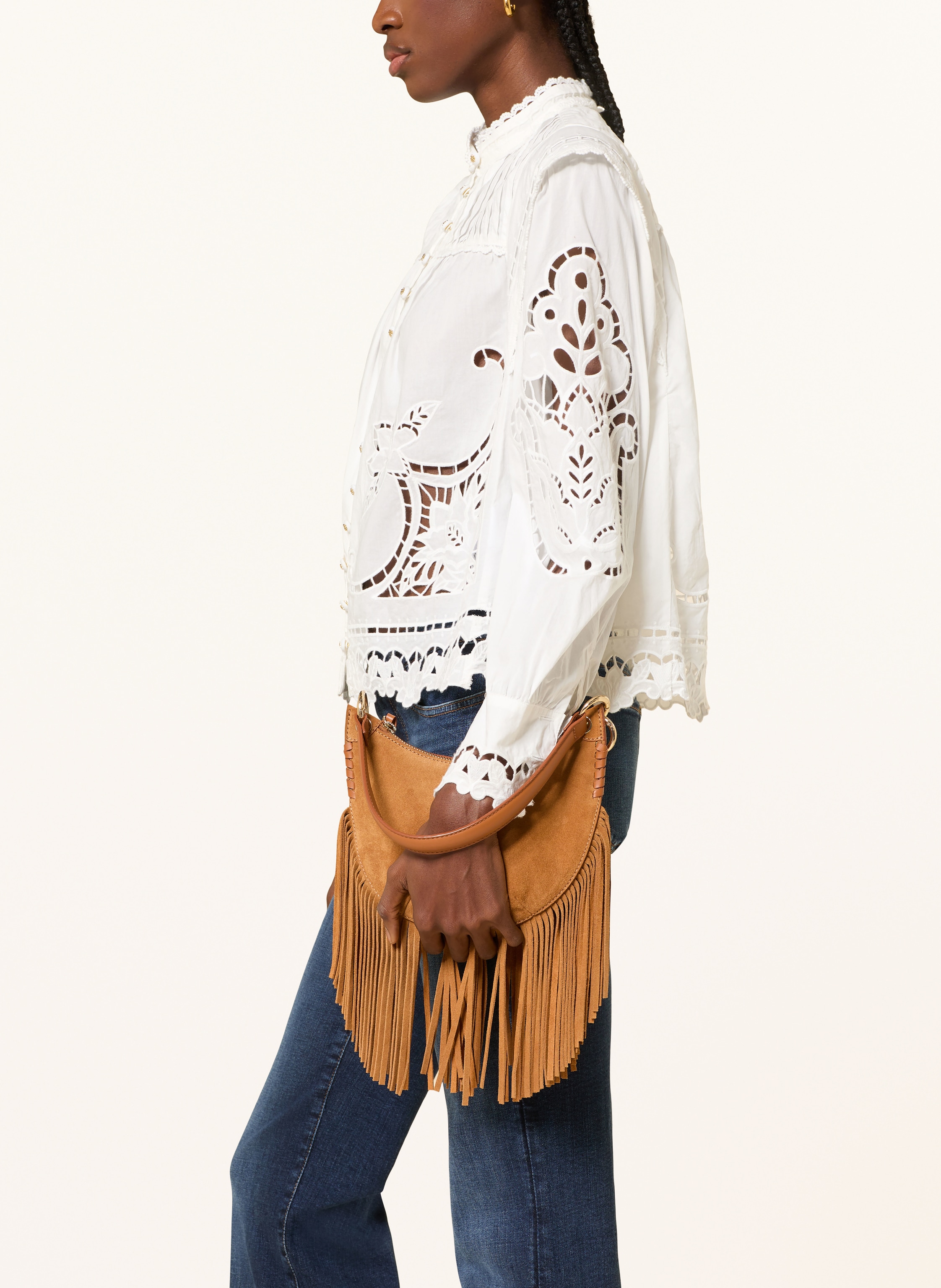 Thumbnail - Farm Rio Bluse Aus Lochspitze weiss