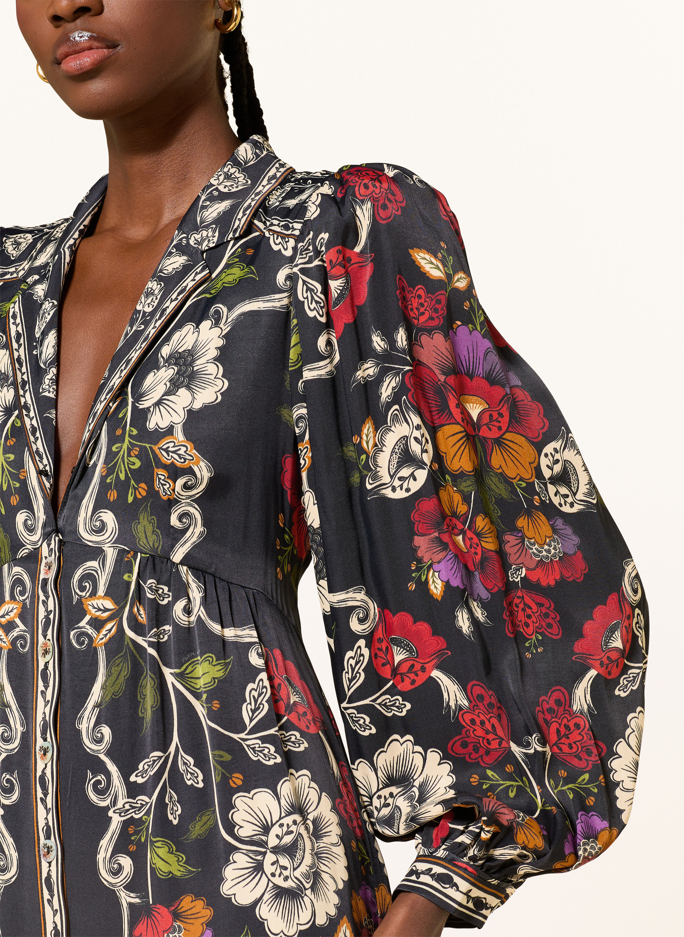 Thumbnail - Farm Rio Kleid Rococo Flowers Mit Rüschen schwarz