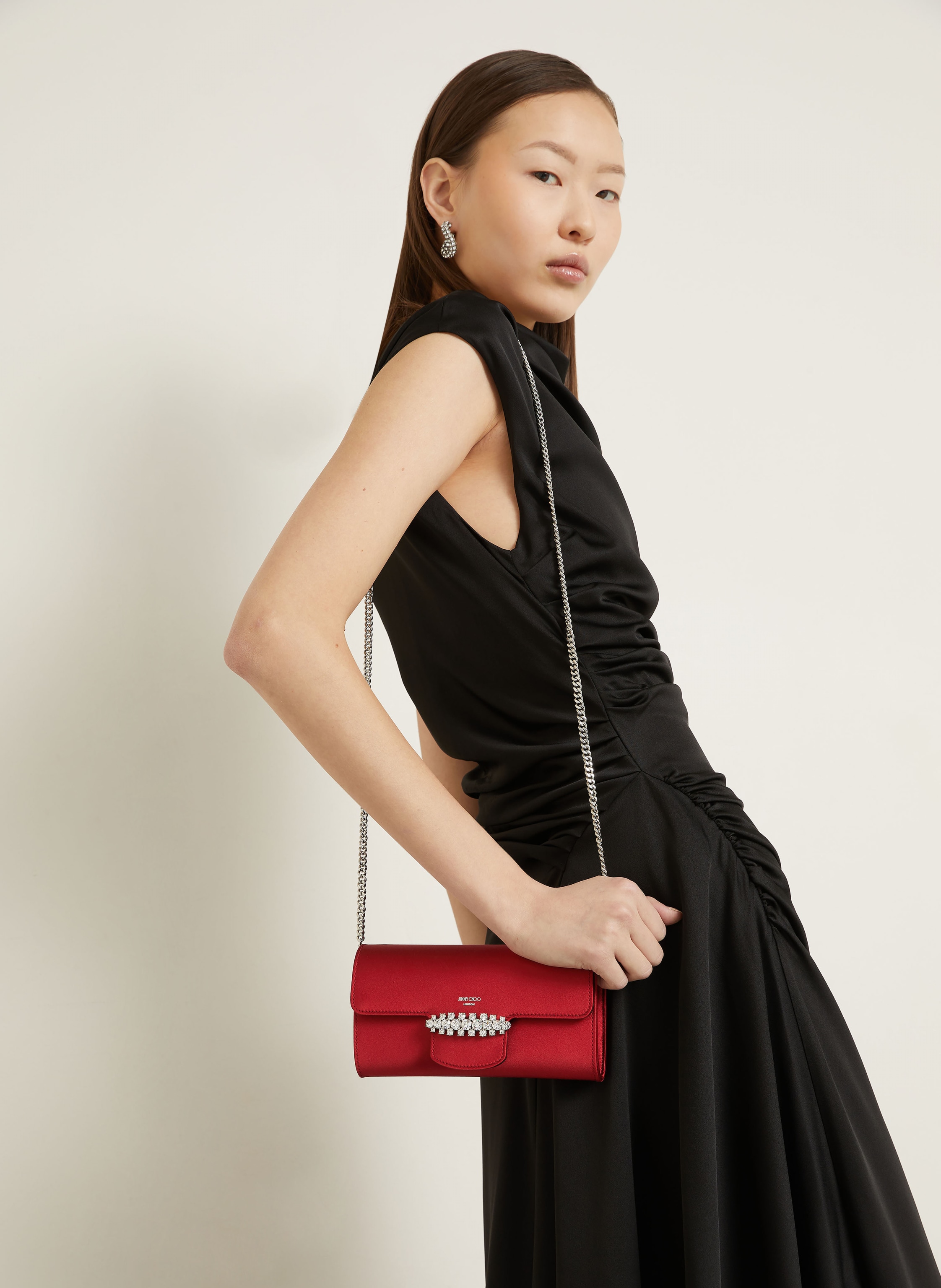 Thumbnail - Jimmy Choo Clutch Bing Mit Schmucksteinen rot