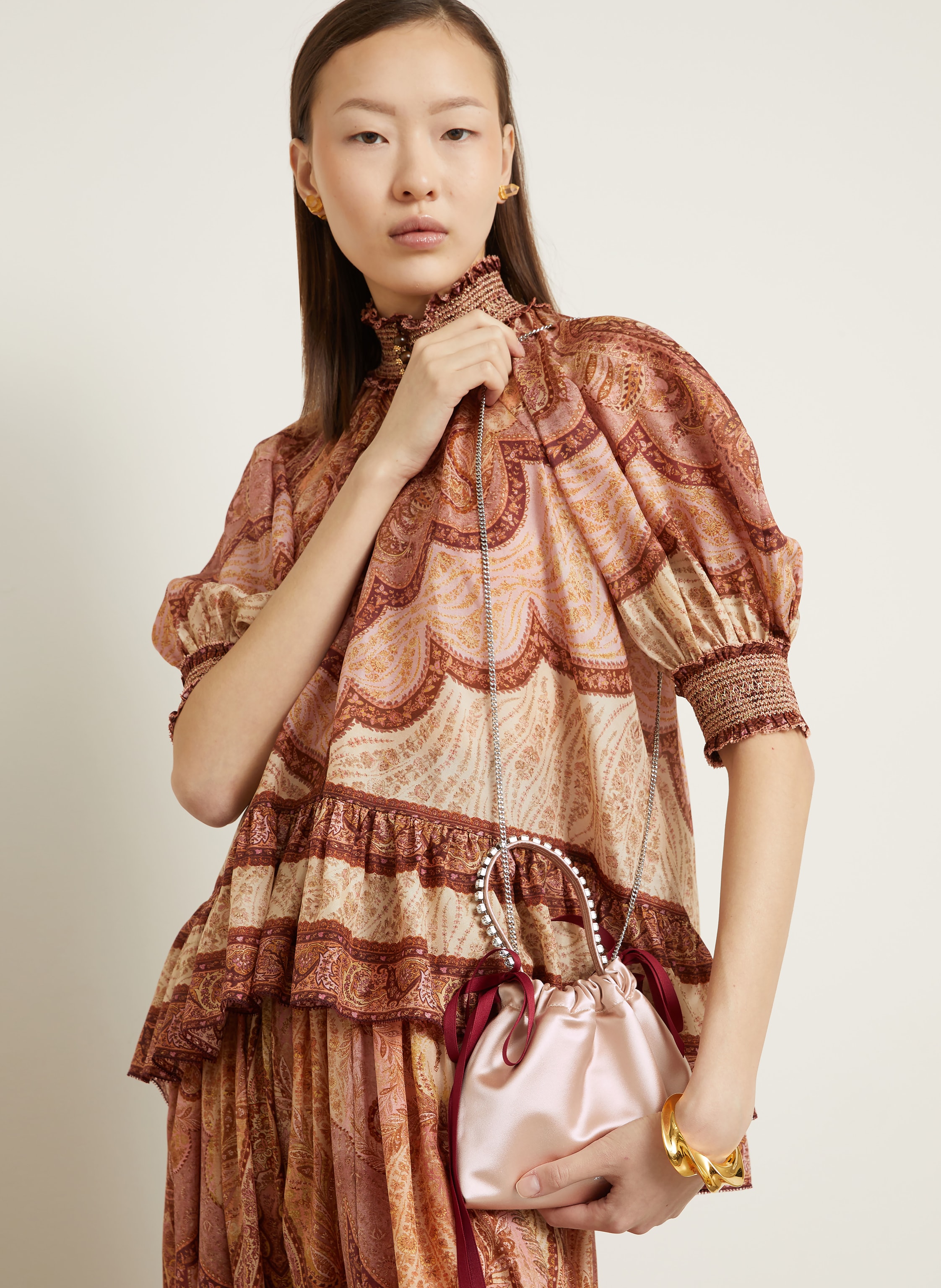 Thumbnail - Jimmy Choo Handtasche Drawstring Mini Mit Schmucksteinen rot