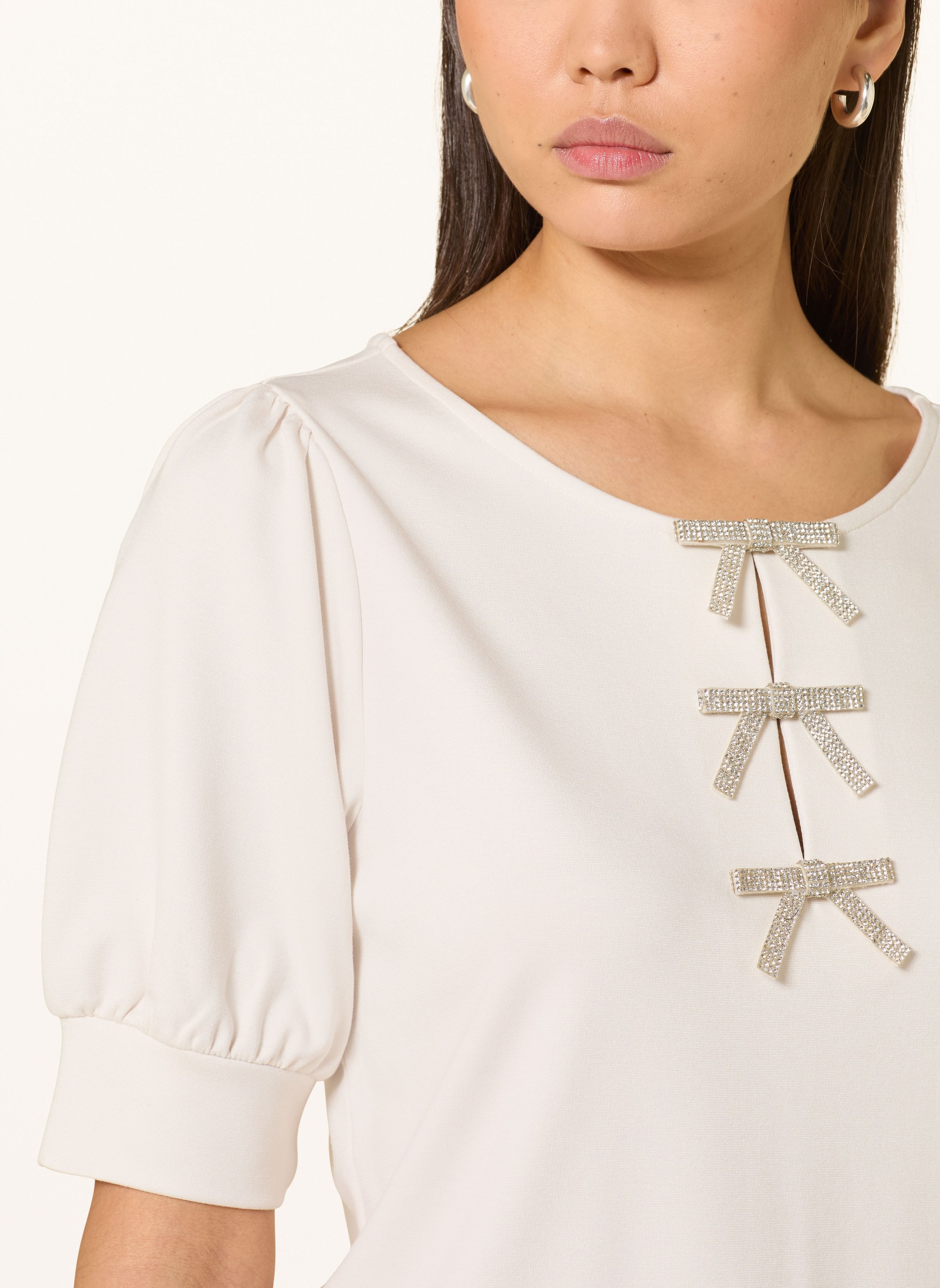 Thumbnail - Monari Blusenshirt Aus Jersey Mit Schmucksteinen beige