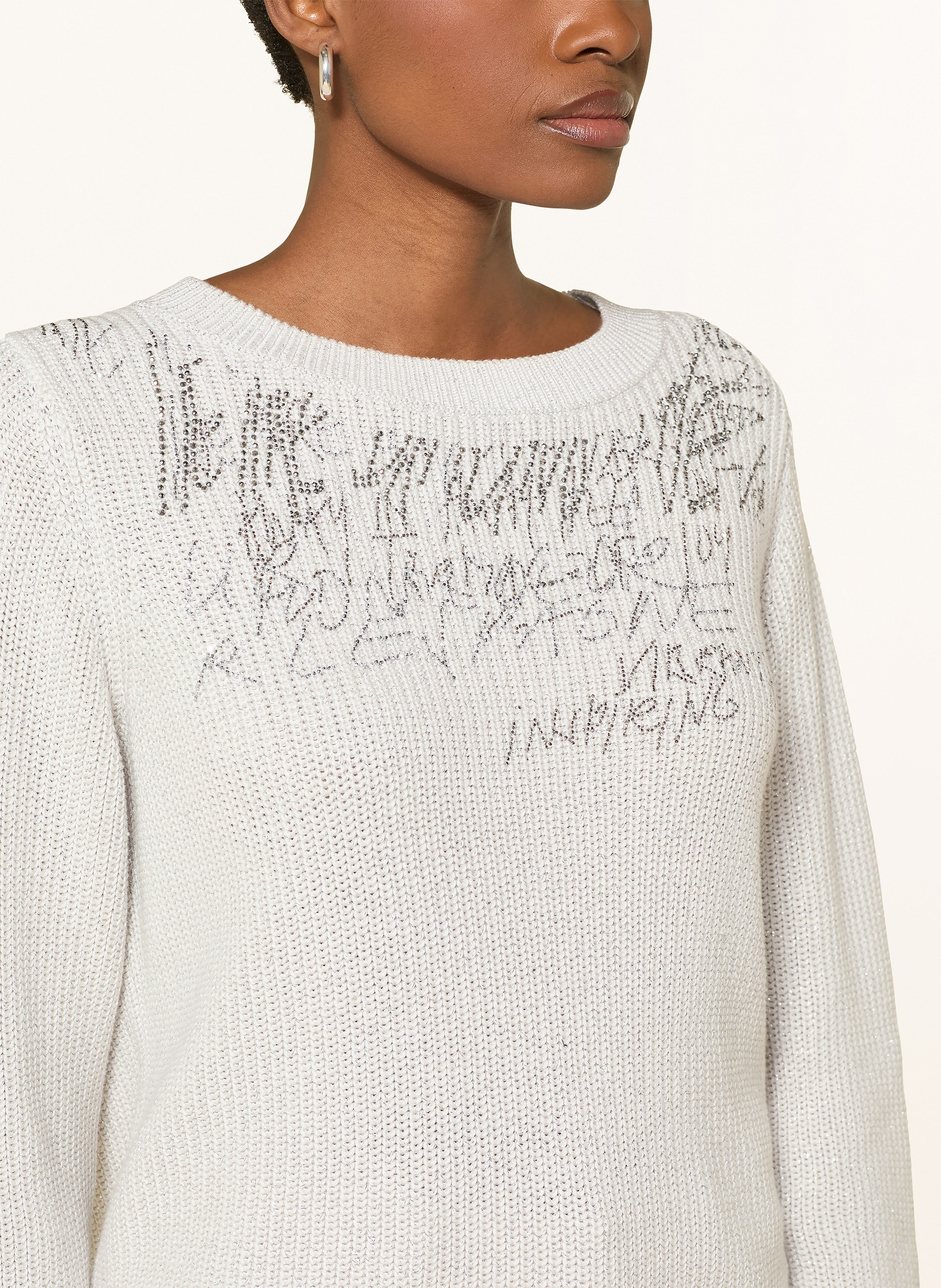 Thumbnail - Monari Pullover Mit Glitzergarn Und Schmucksteinen weiss