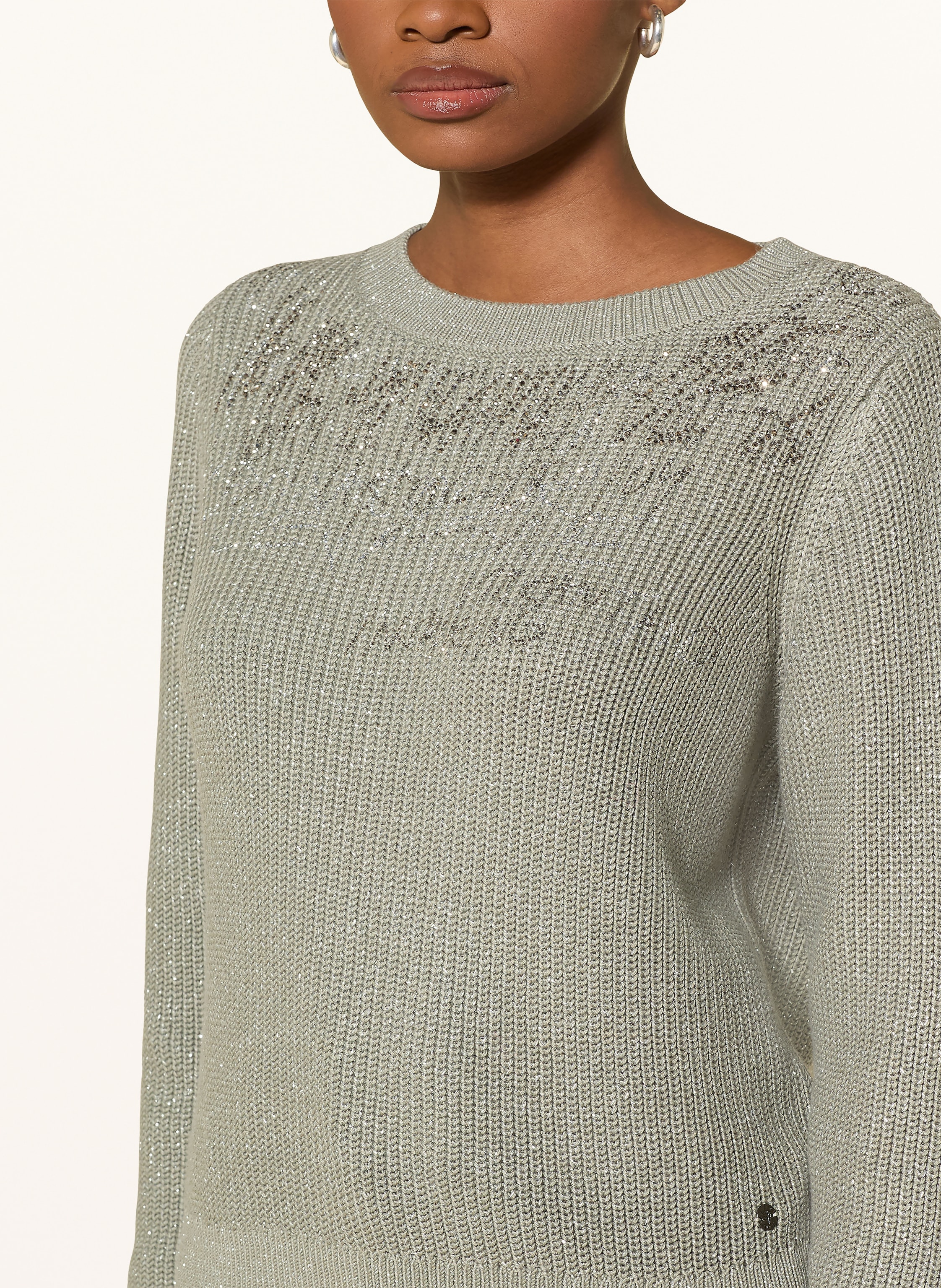 Thumbnail - Monari Pullover Mit Glitzergarn Und Schmucksteinen gruen