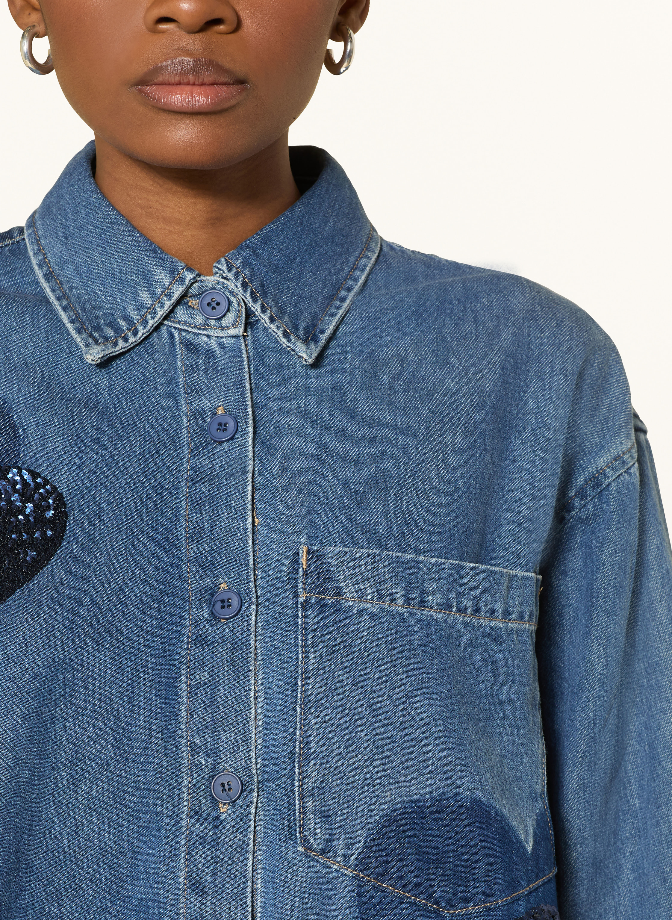 Thumbnail - Elias Rumelis Jeansbluse Beba Mit Pailletten blau