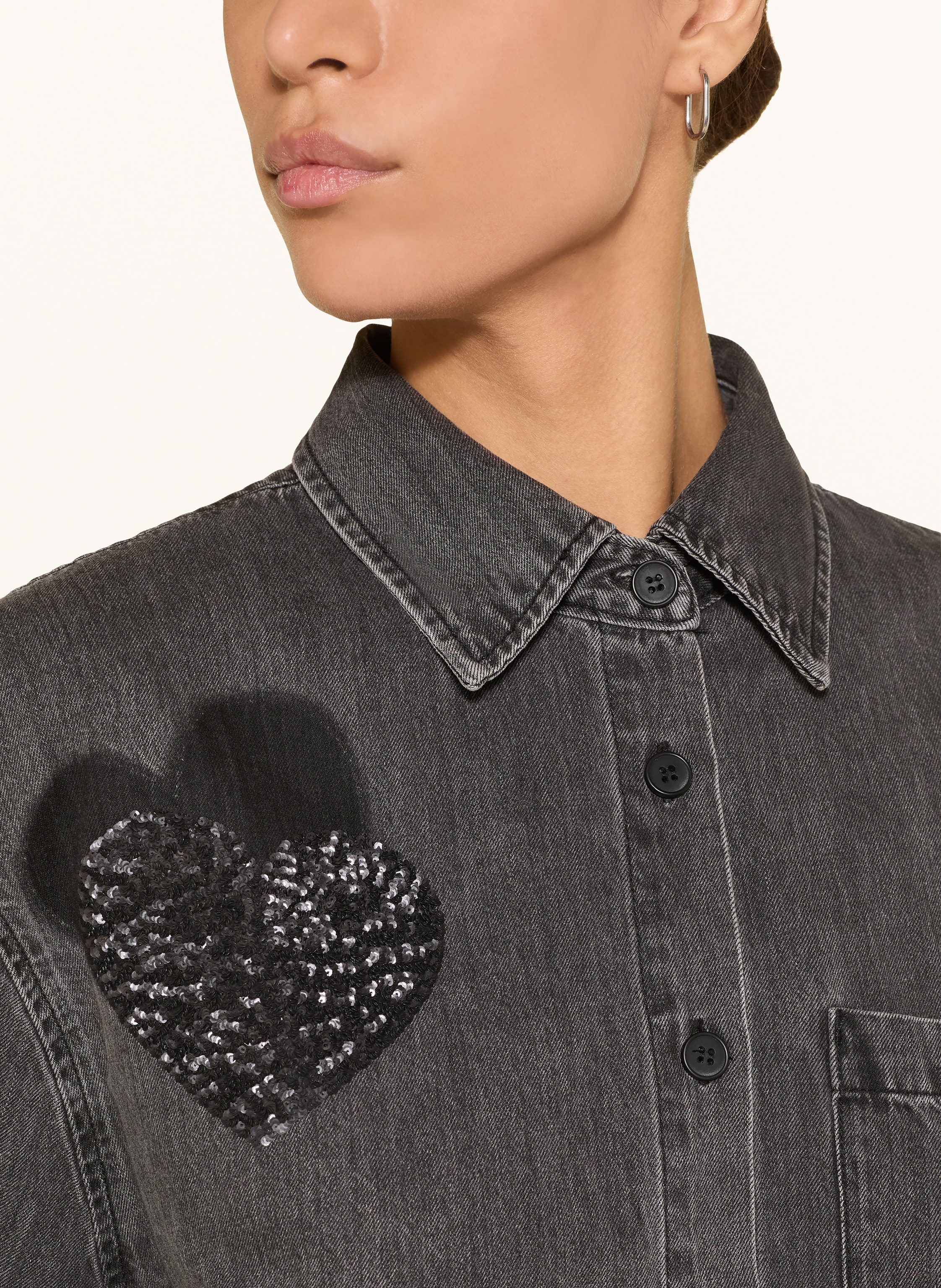 Thumbnail - Elias Rumelis Jeansbluse Beba Mit Pailletten schwarz