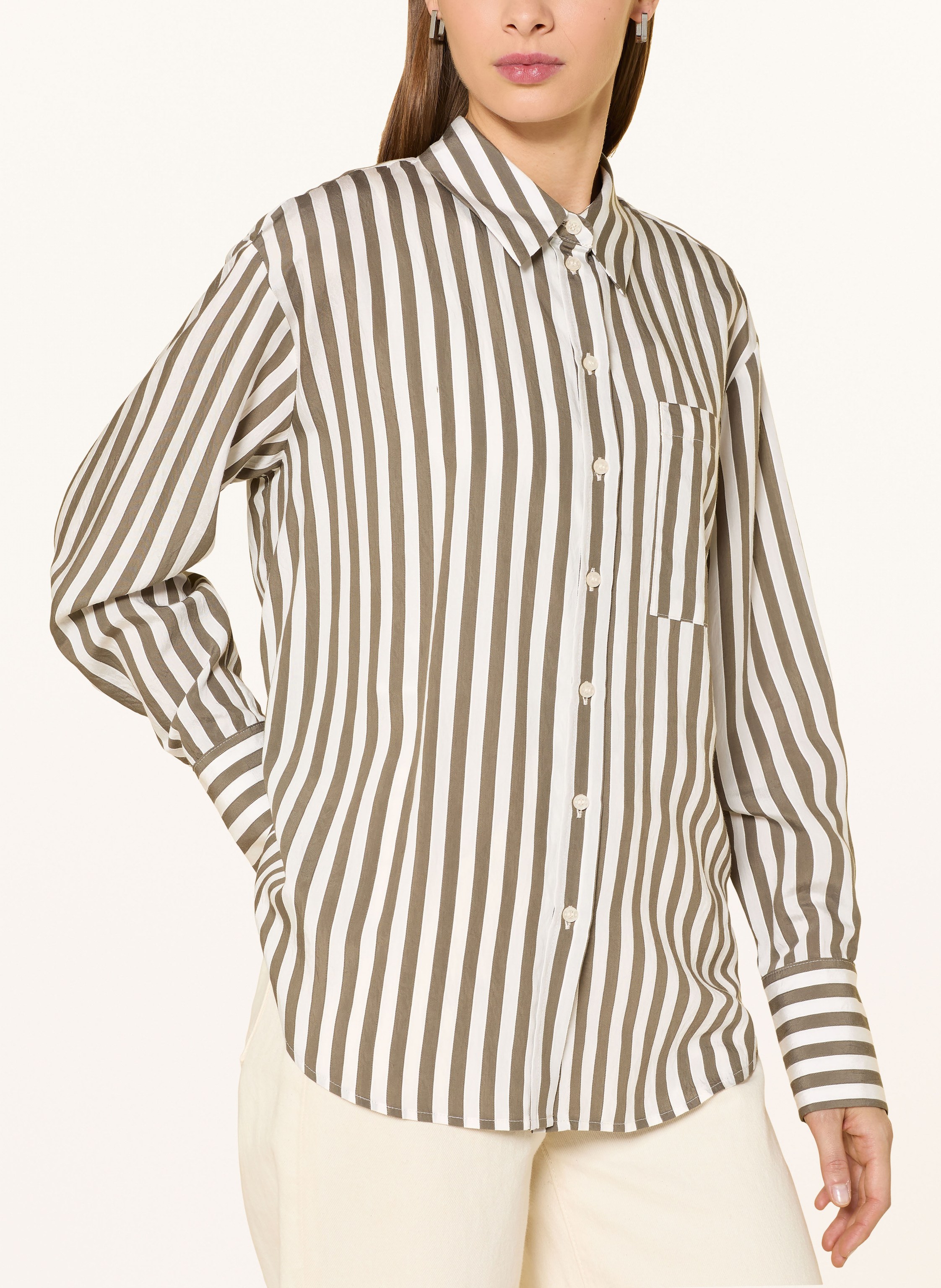 Thumbnail - Jacquardsteifen-Bluse aus Viskosemix im Relaxed Fit