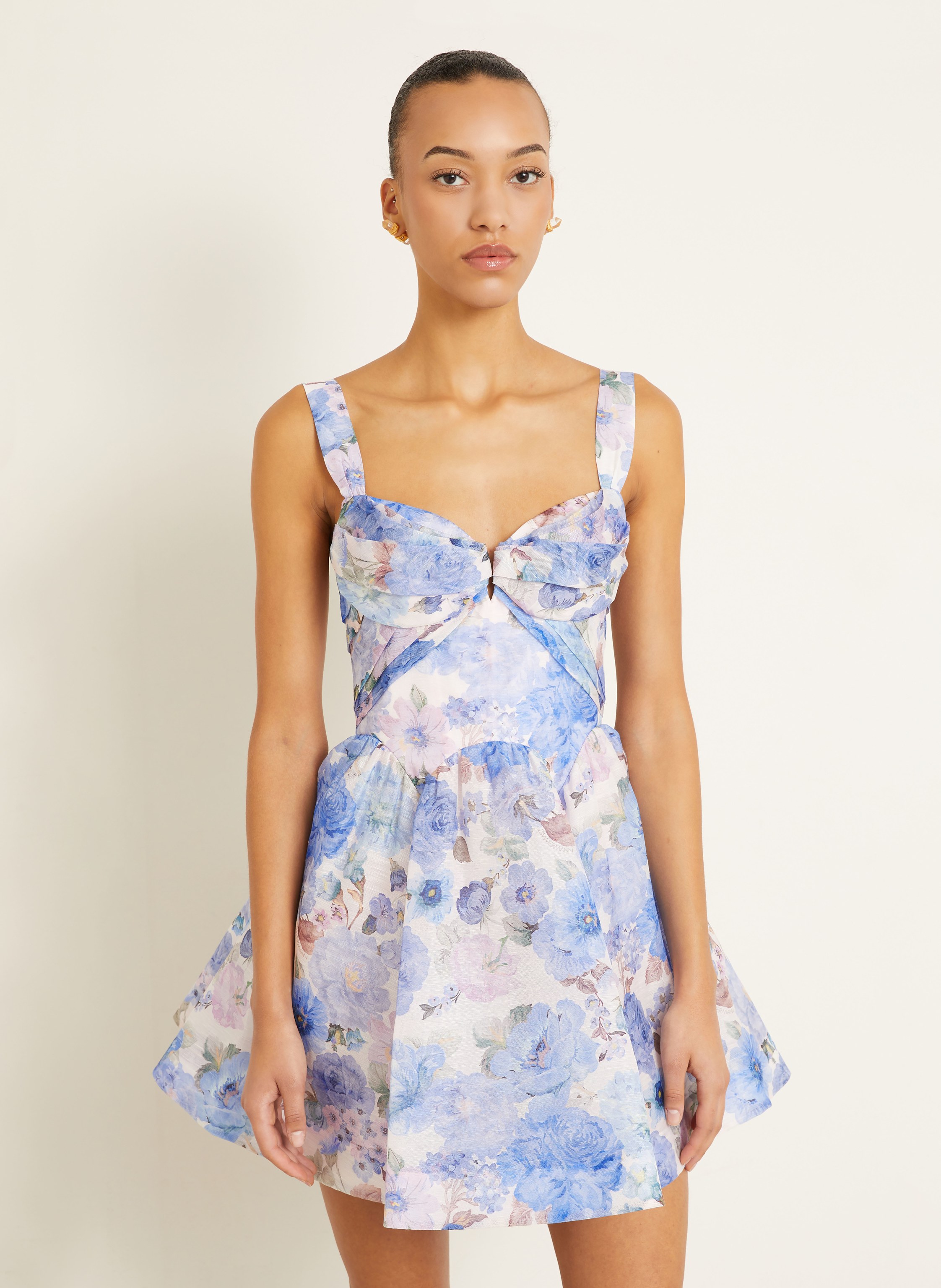 Thumbnail - Zimmermann Kleid Rebellion Mit Leinen Und Seide blau