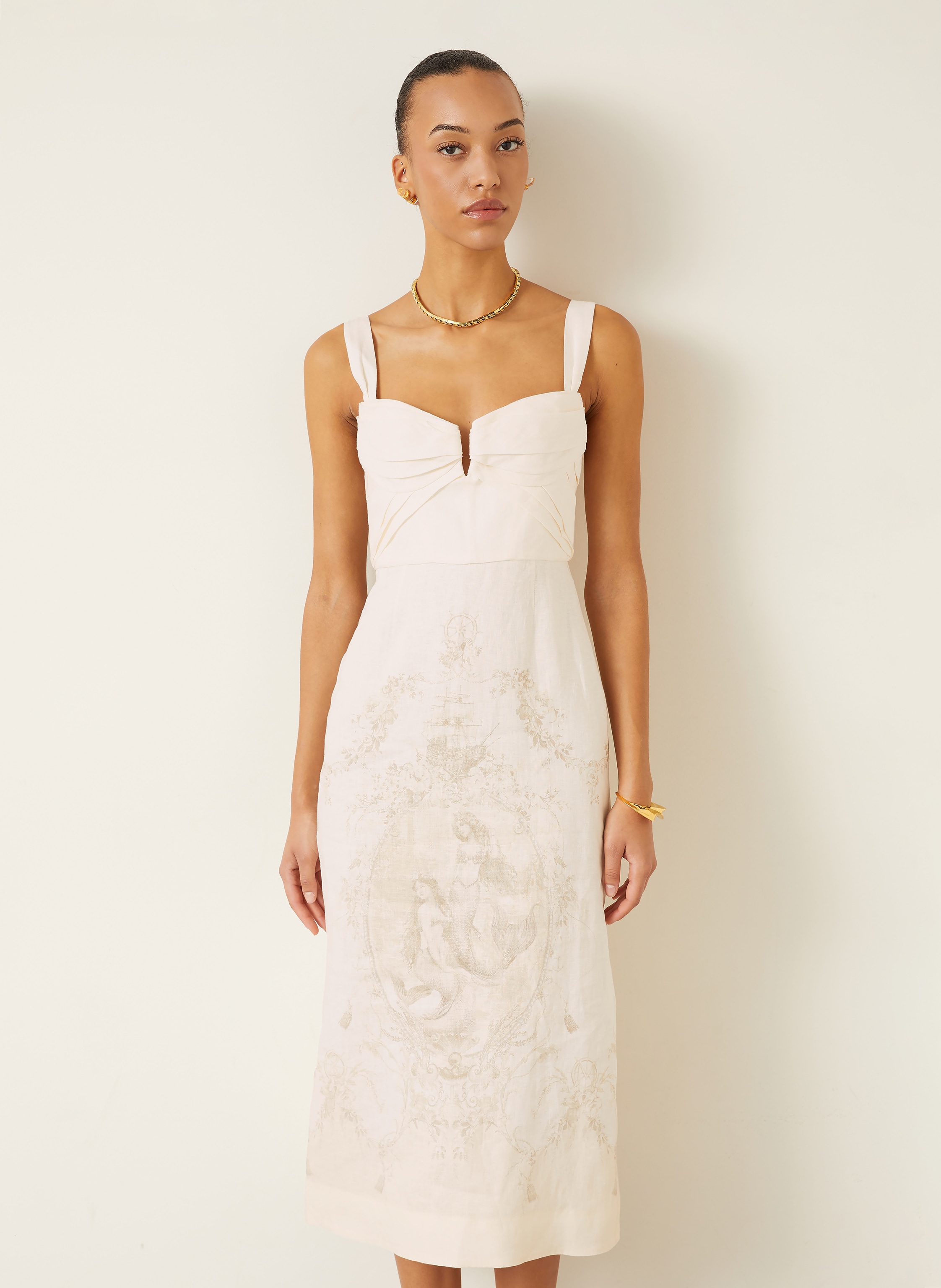 Thumbnail - Zimmermann Leinenkleid Drape weiss