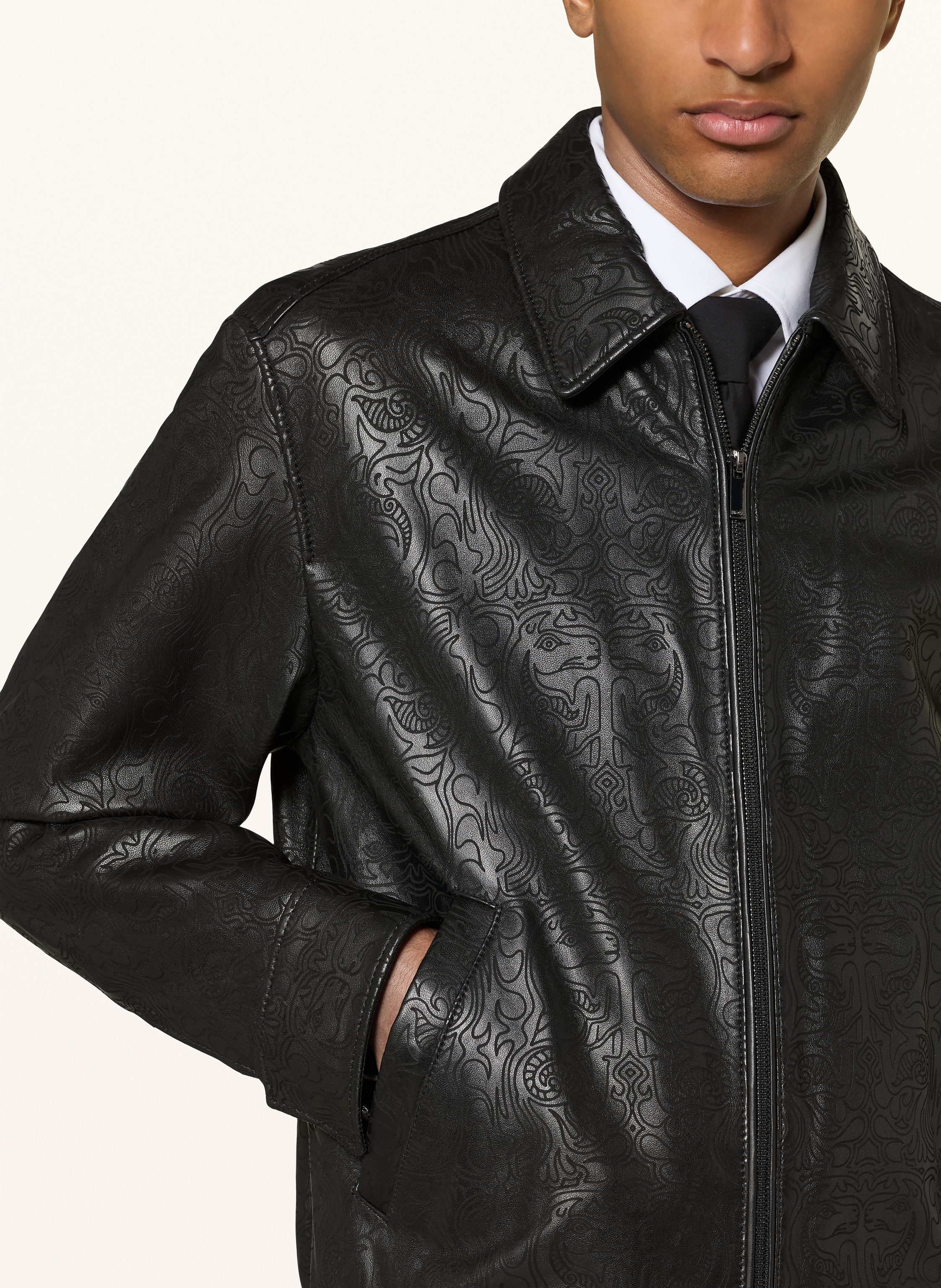 Thumbnail - Boss Lederblouson Yuze schwarz