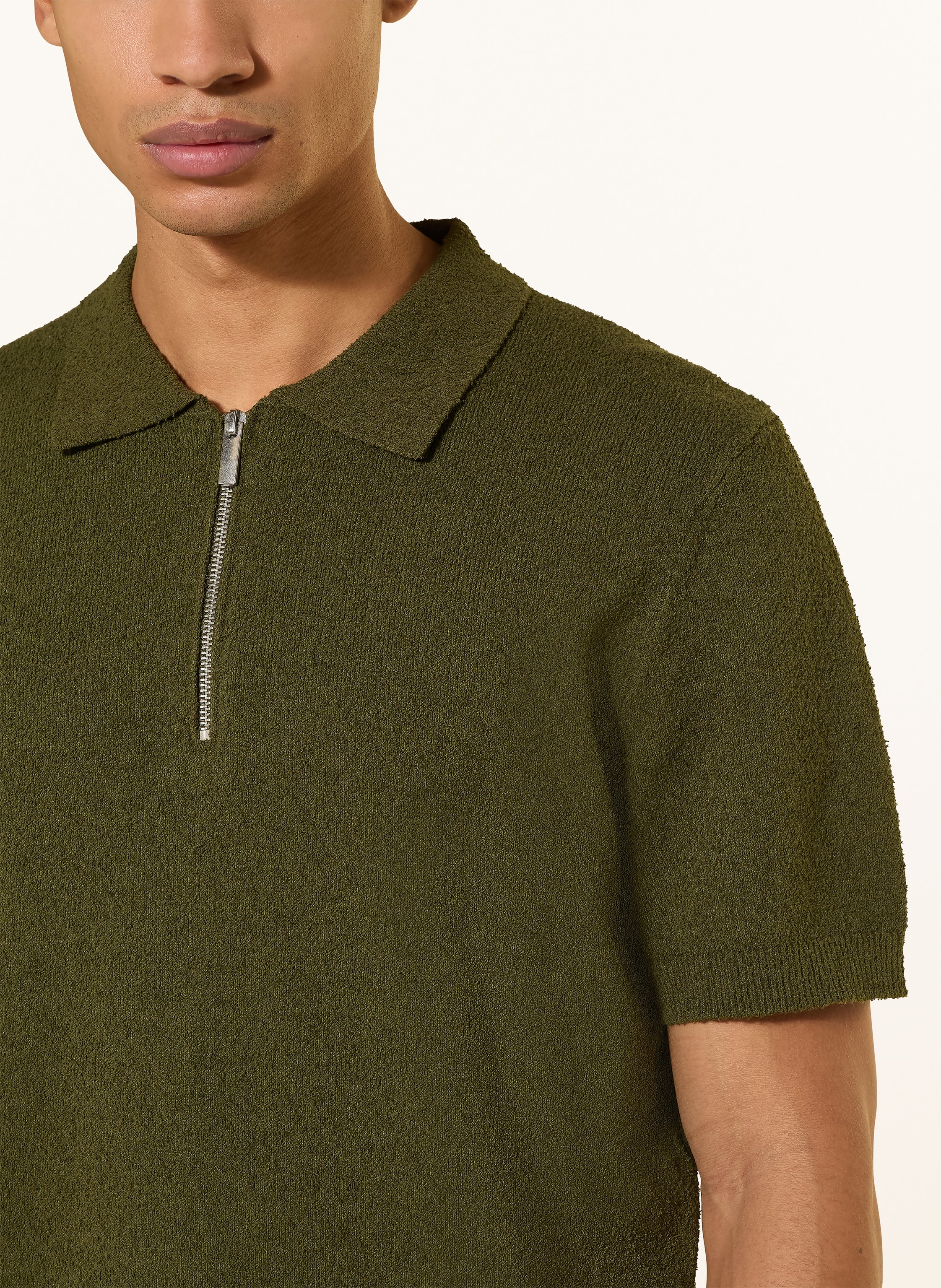 Thumbnail - Paul Strick-Poloshirt Aus Bouclé gruen