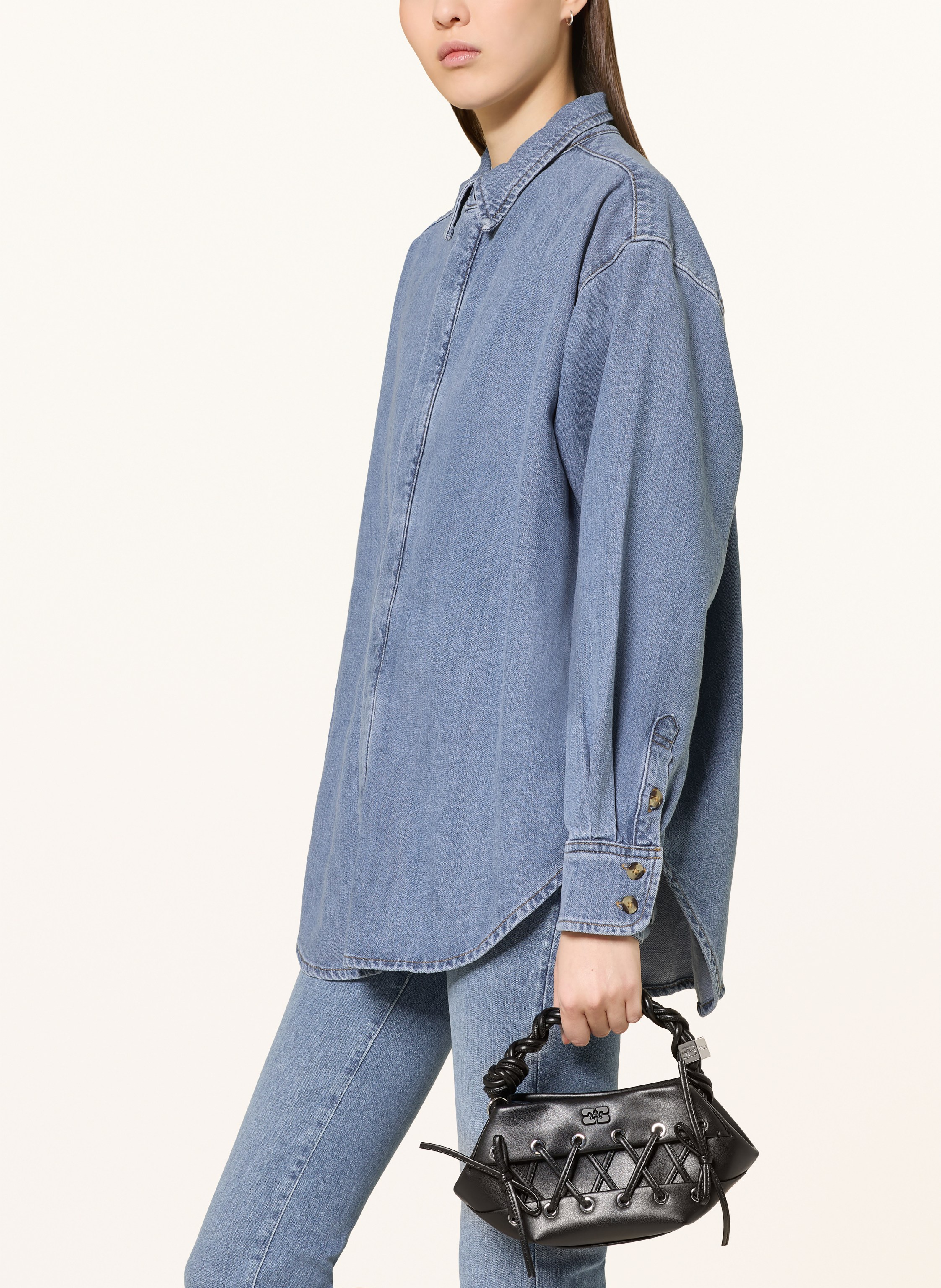 Thumbnail - Good American Overzized-Jeansbluse blau