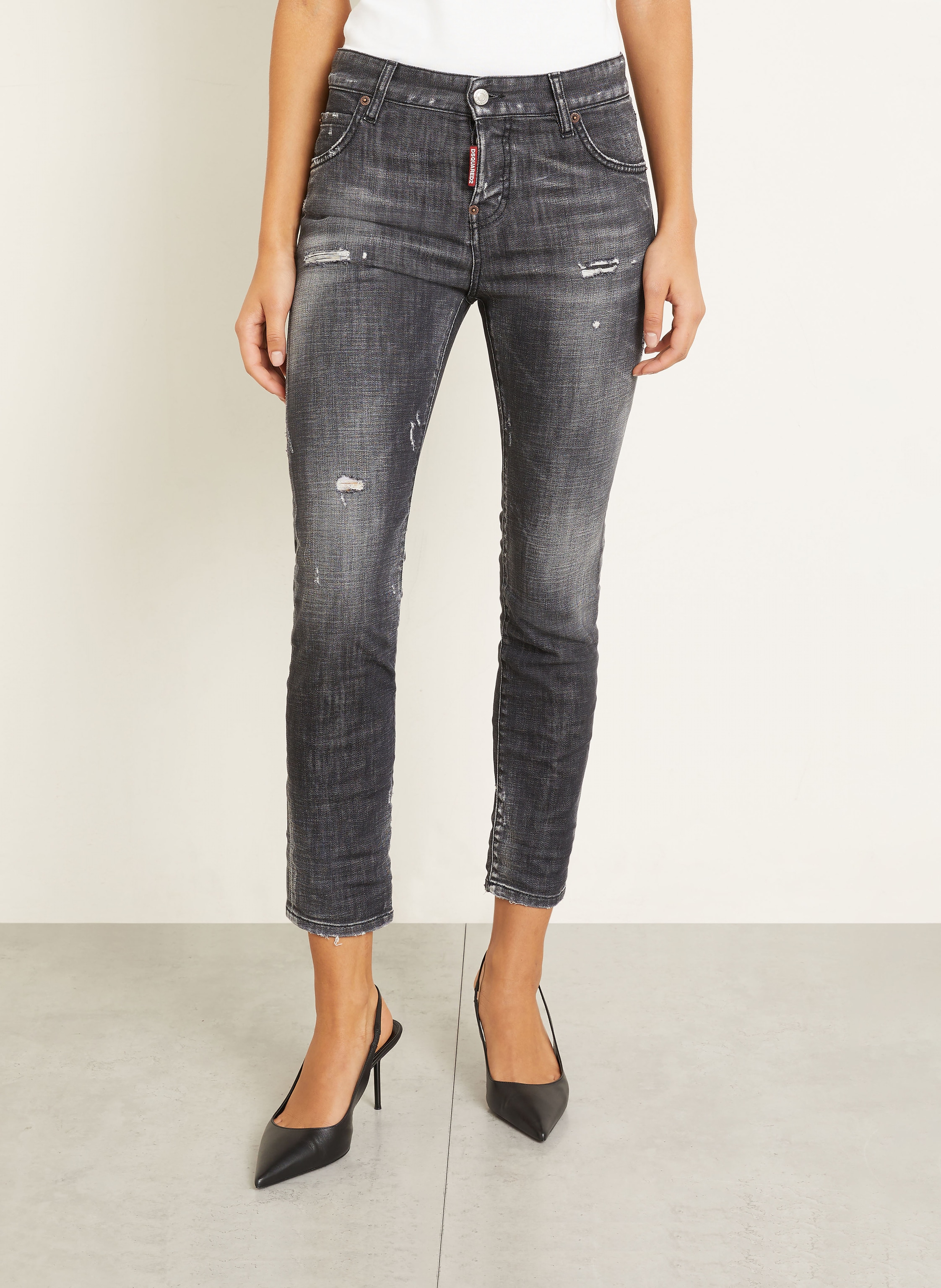 Thumbnail - dsquared2 Cropped Jeans Teddy schwarz