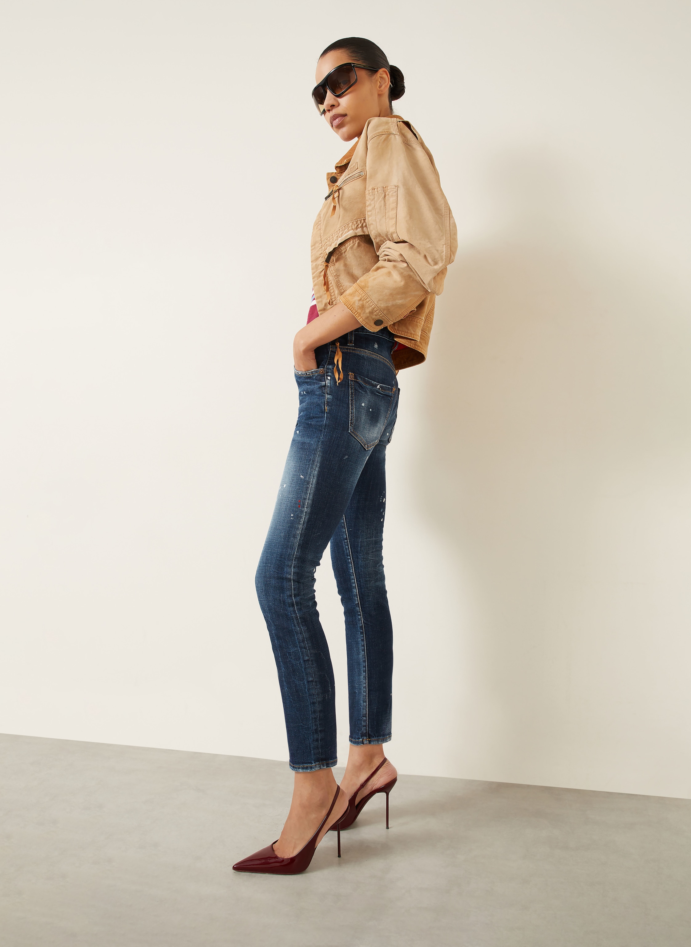 Thumbnail - dsquared2 Cropped Jeans Teddy blau