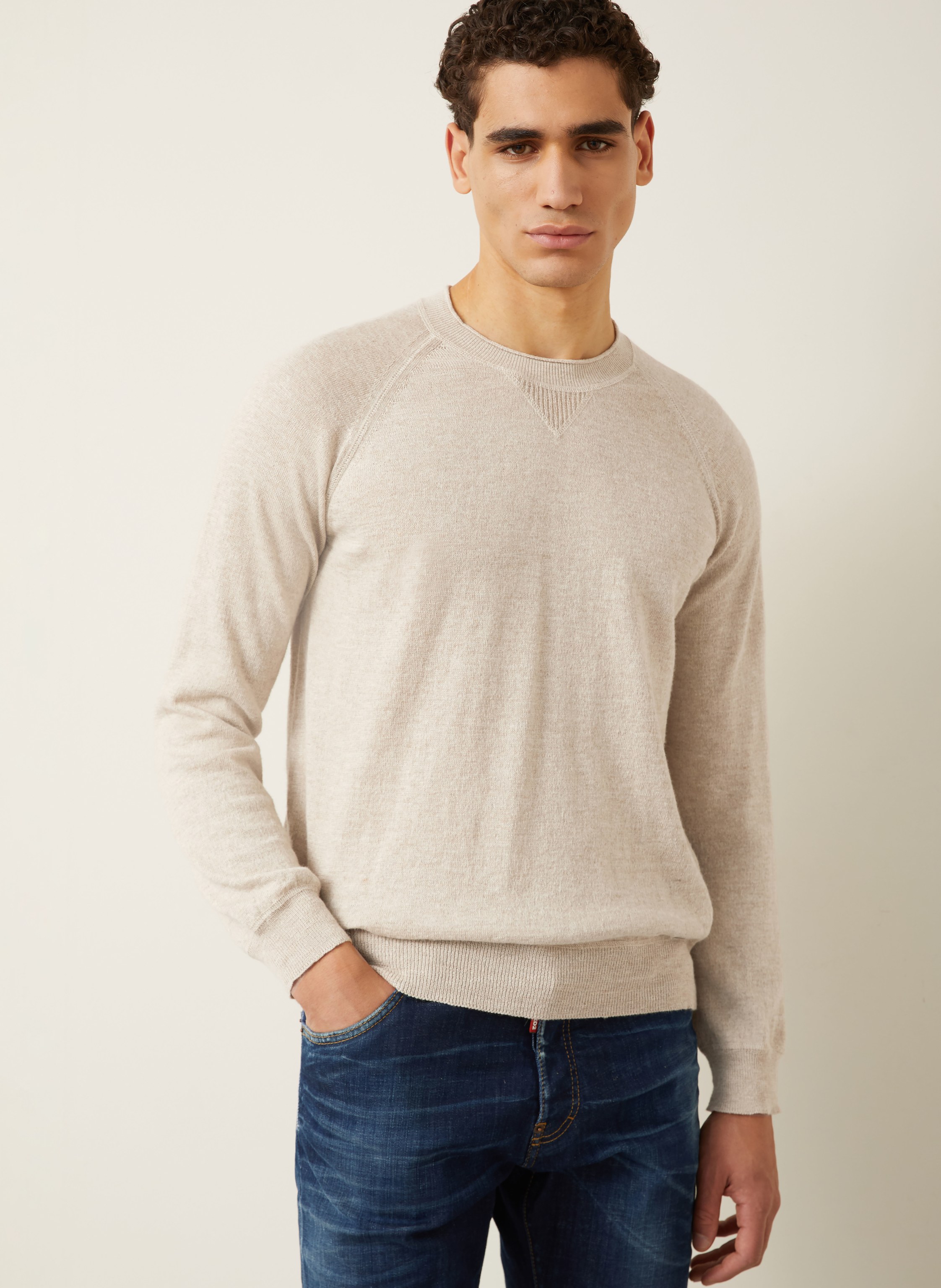 Thumbnail - dsquared2 Pullover Mit Leinen beige