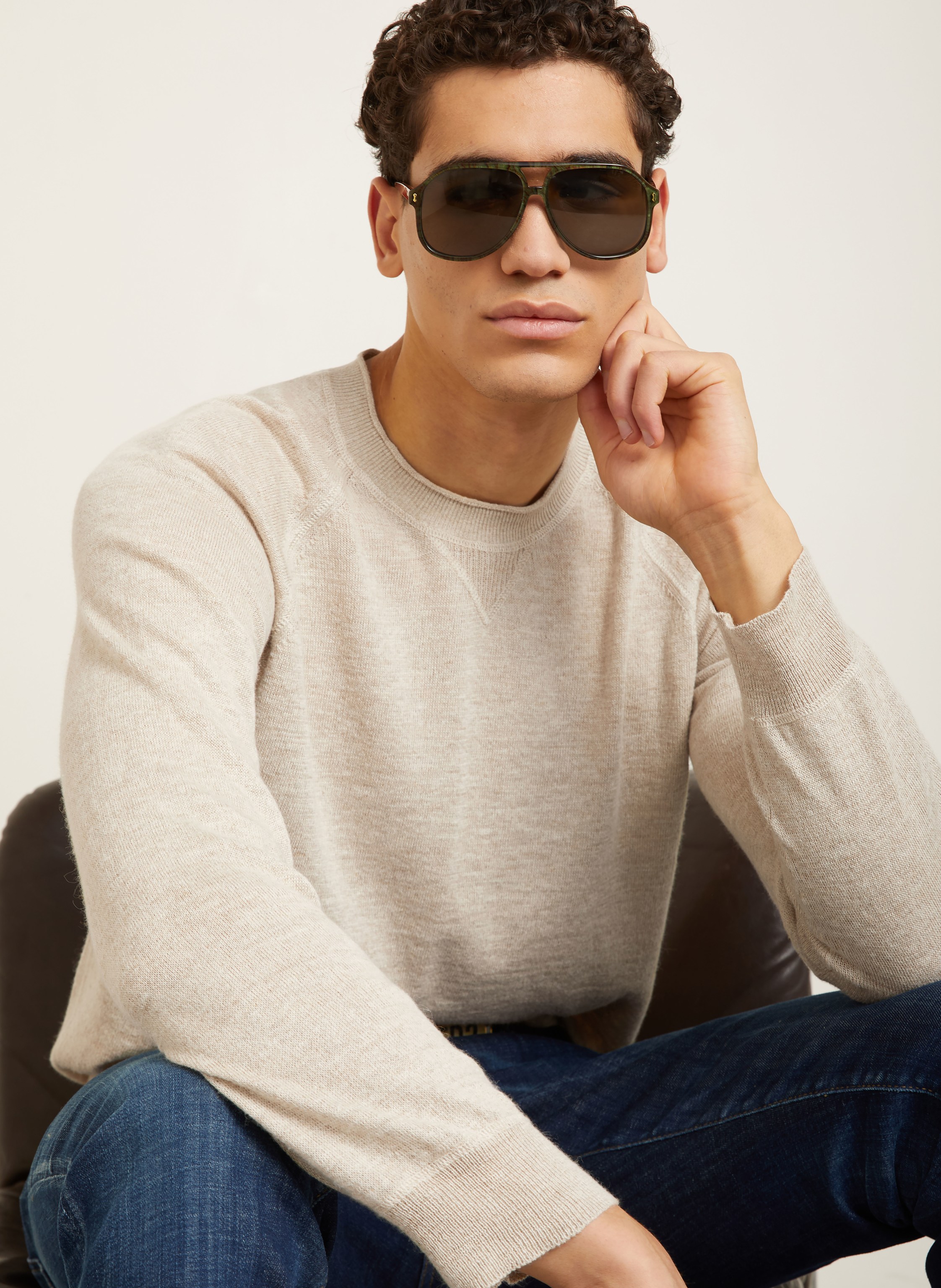 Thumbnail - dsquared2 Pullover Mit Leinen beige