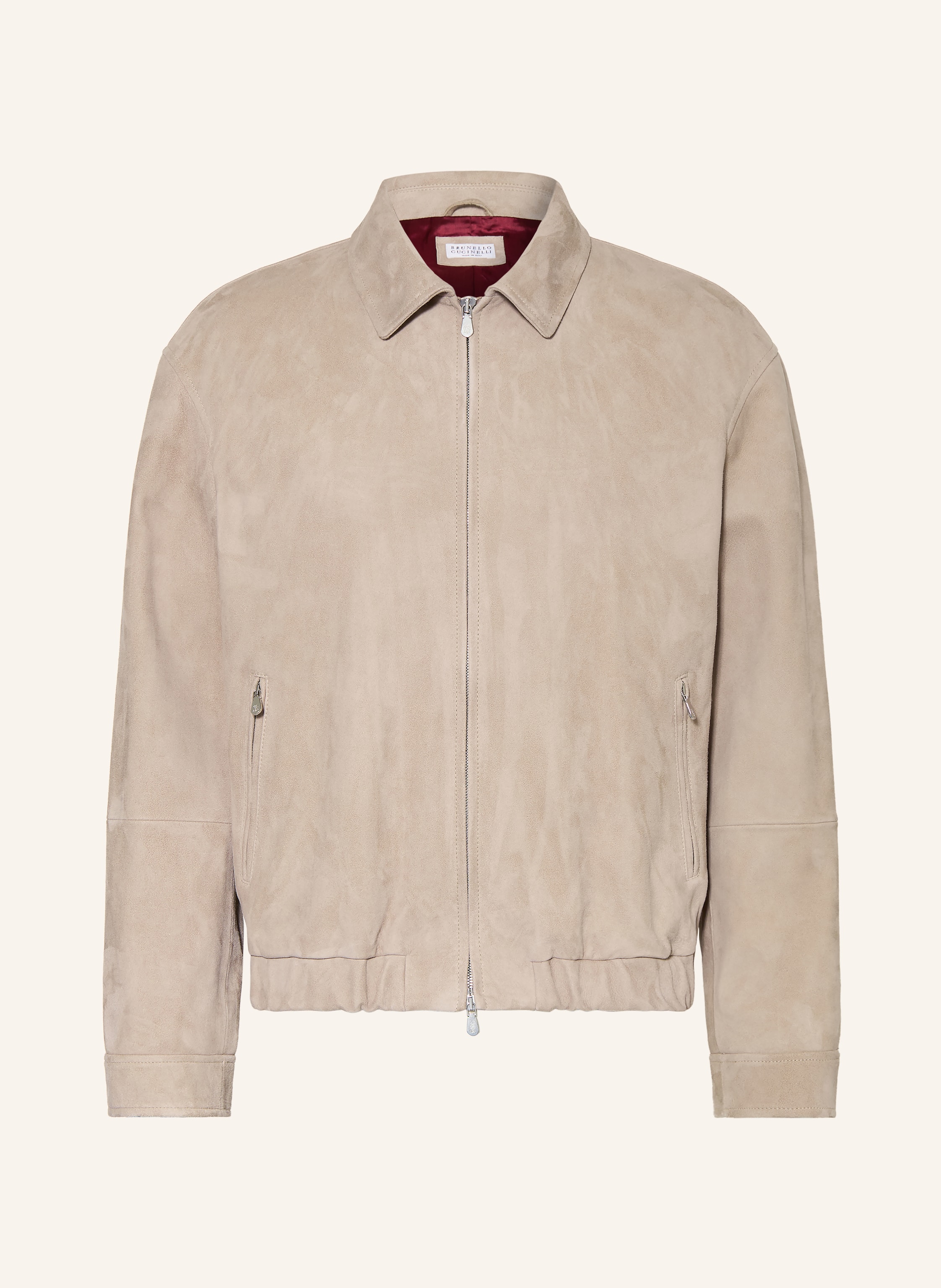 Brunello Cucinelli Lederjacke Giubino beige
