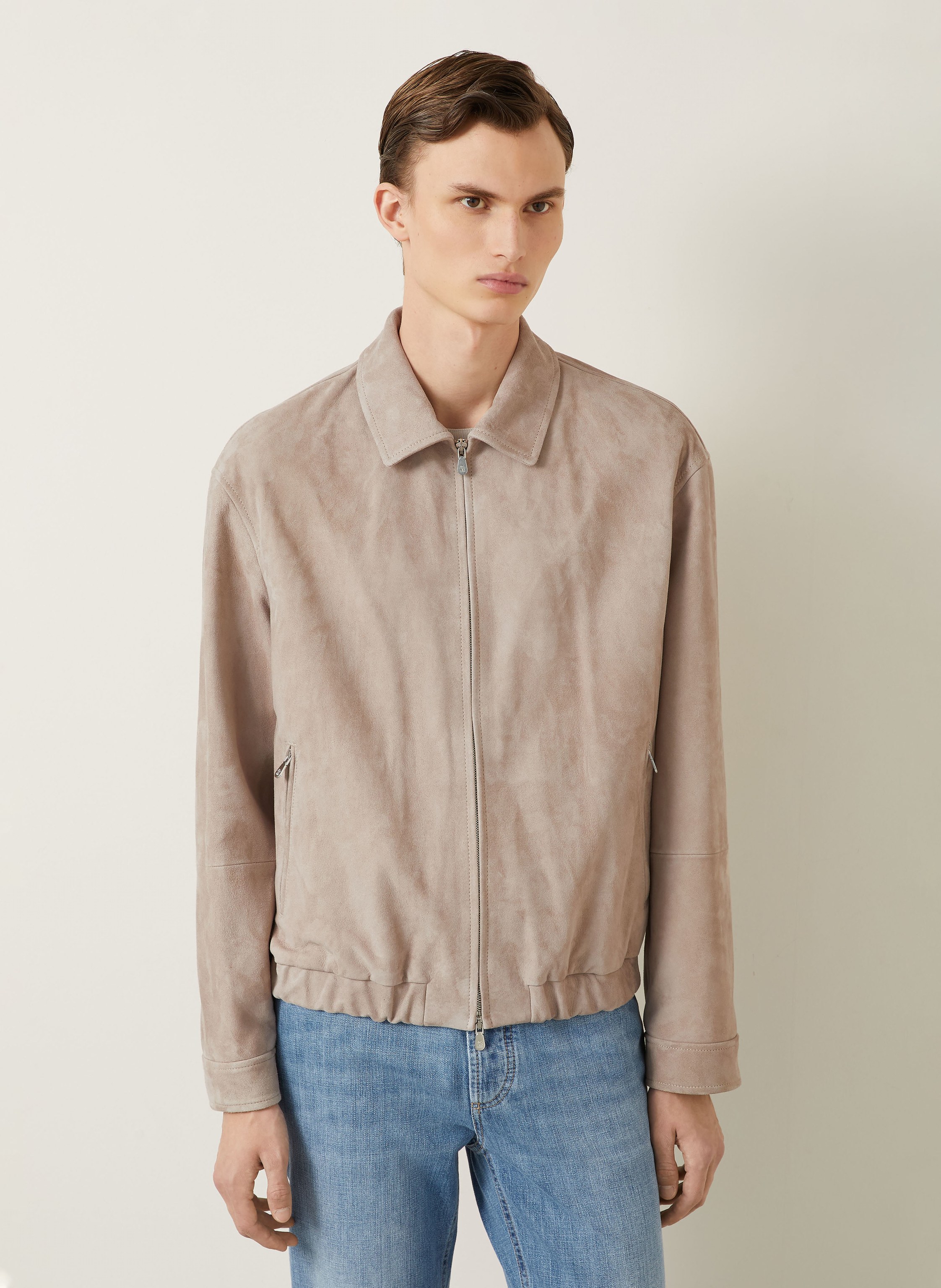 Thumbnail - Brunello Cucinelli Lederjacke Giubino beige