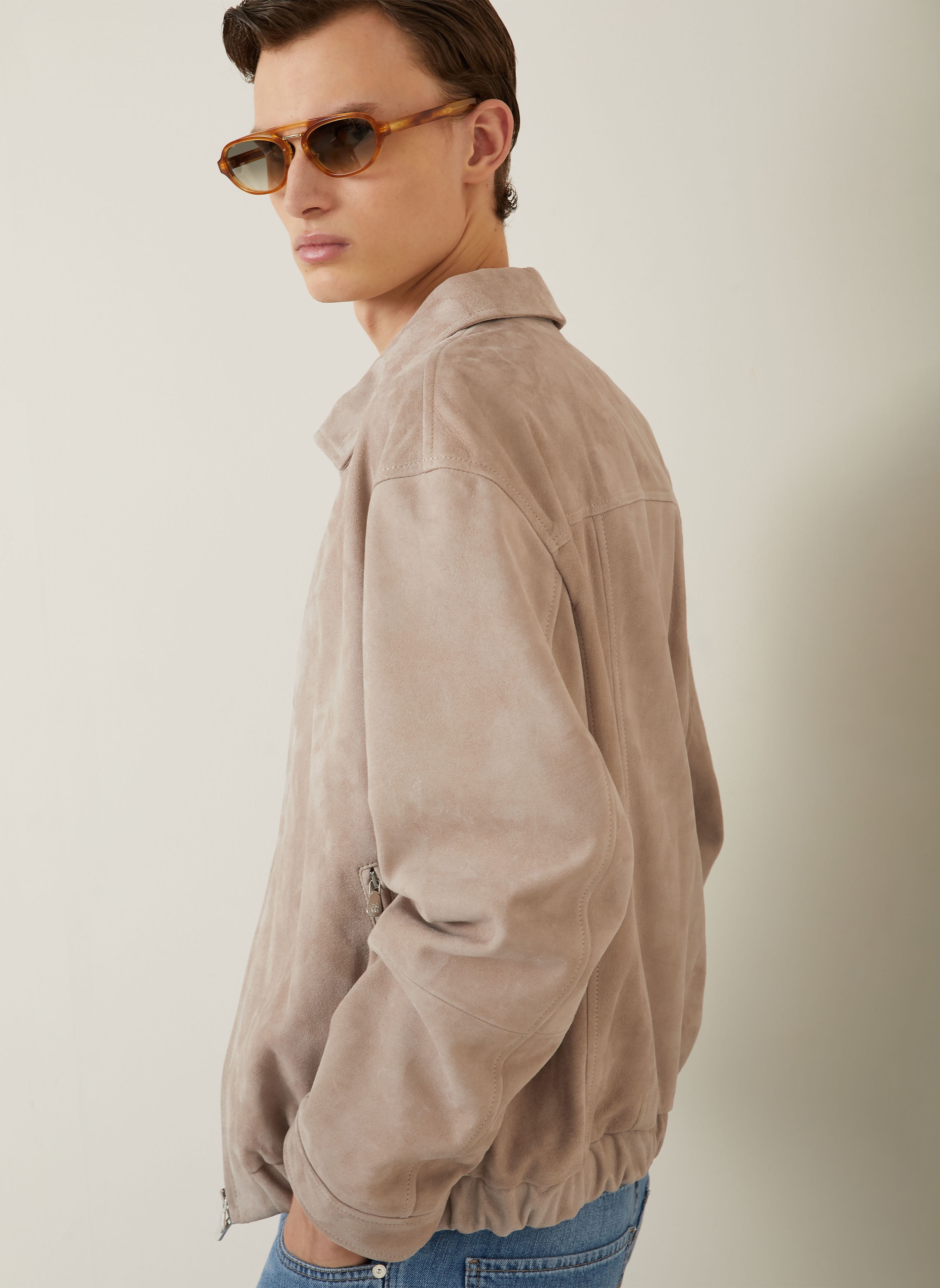 Thumbnail - Brunello Cucinelli Lederjacke Giubino beige