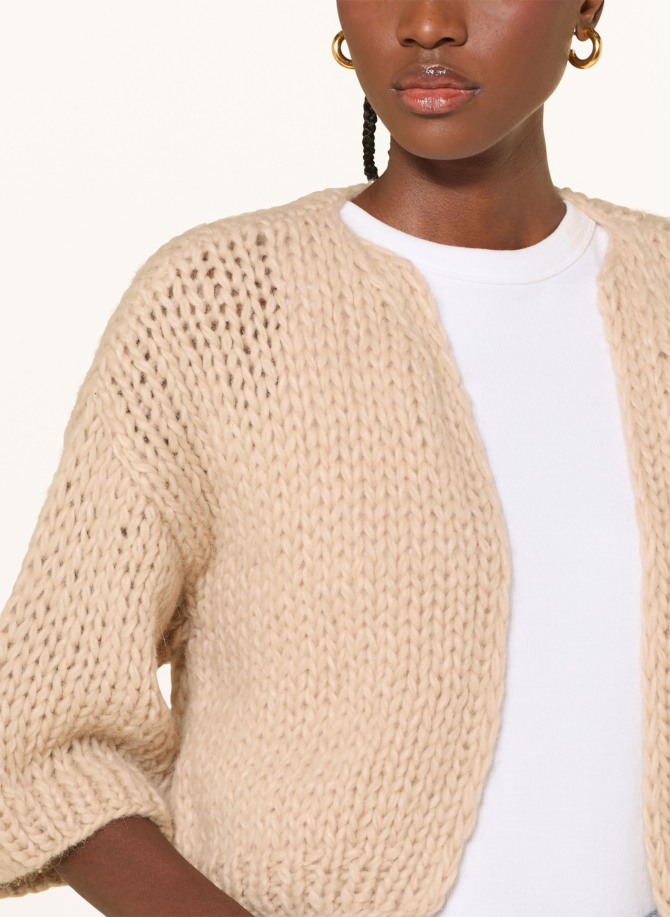 Thumbnail - Maiami Strickhülle Aus Alpaka Mit 3/4-Arm beige