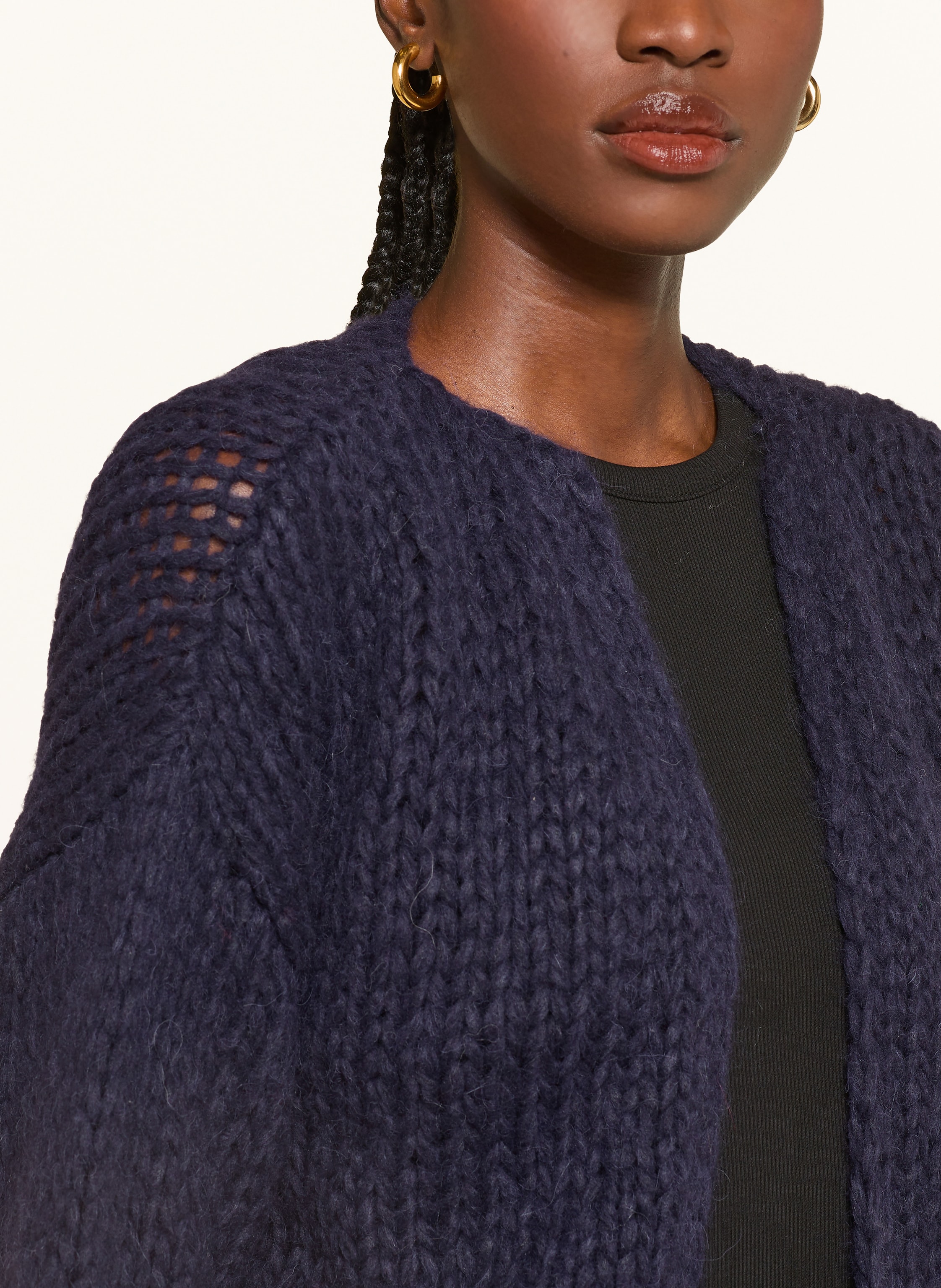 Thumbnail - Maiami Strickhülle Aus Alpaka Mit 3/4-Arm blau