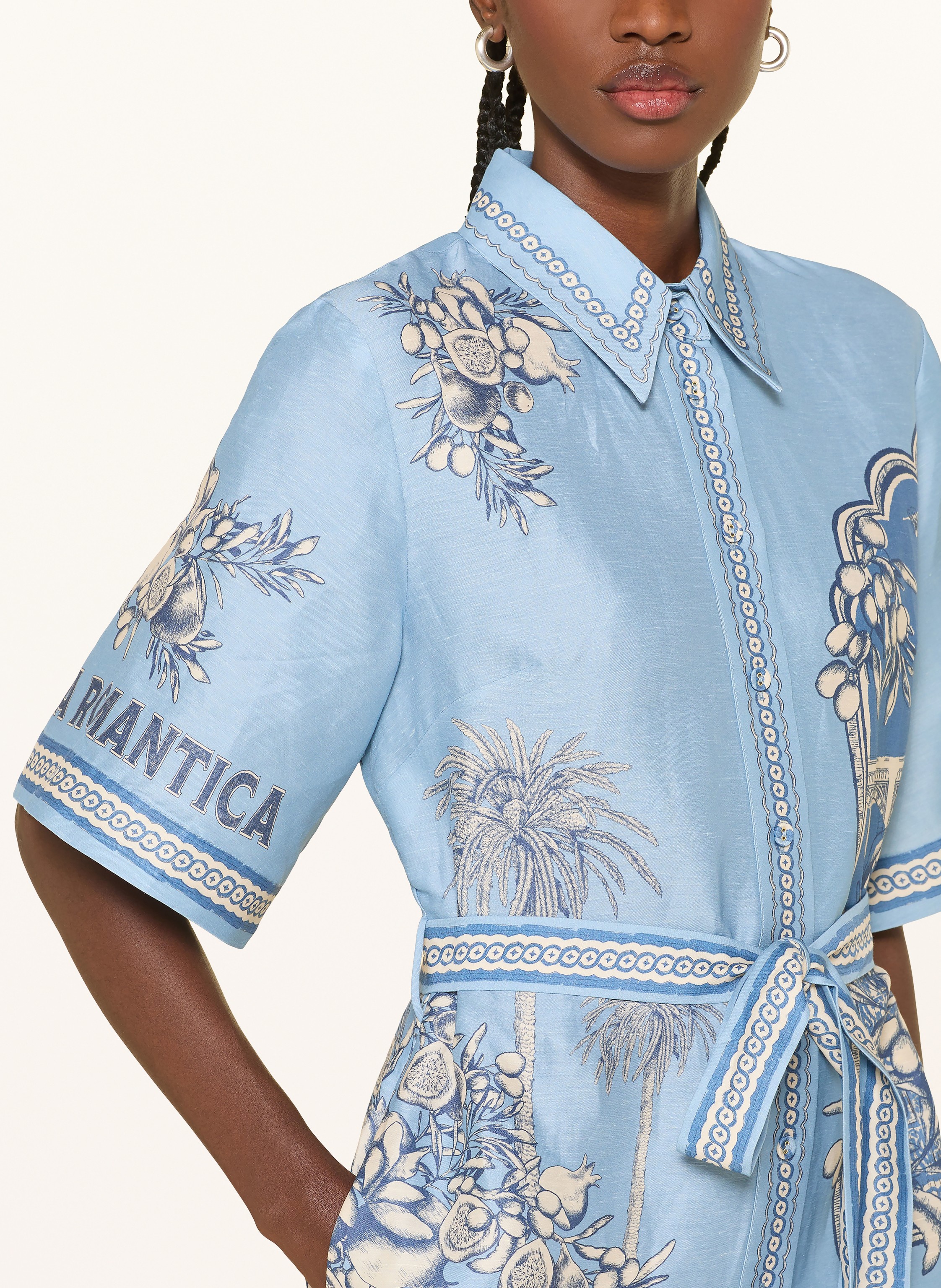 Thumbnail - Alémais Hemdblusenkleid Villa Romantica Mit Leinen blau