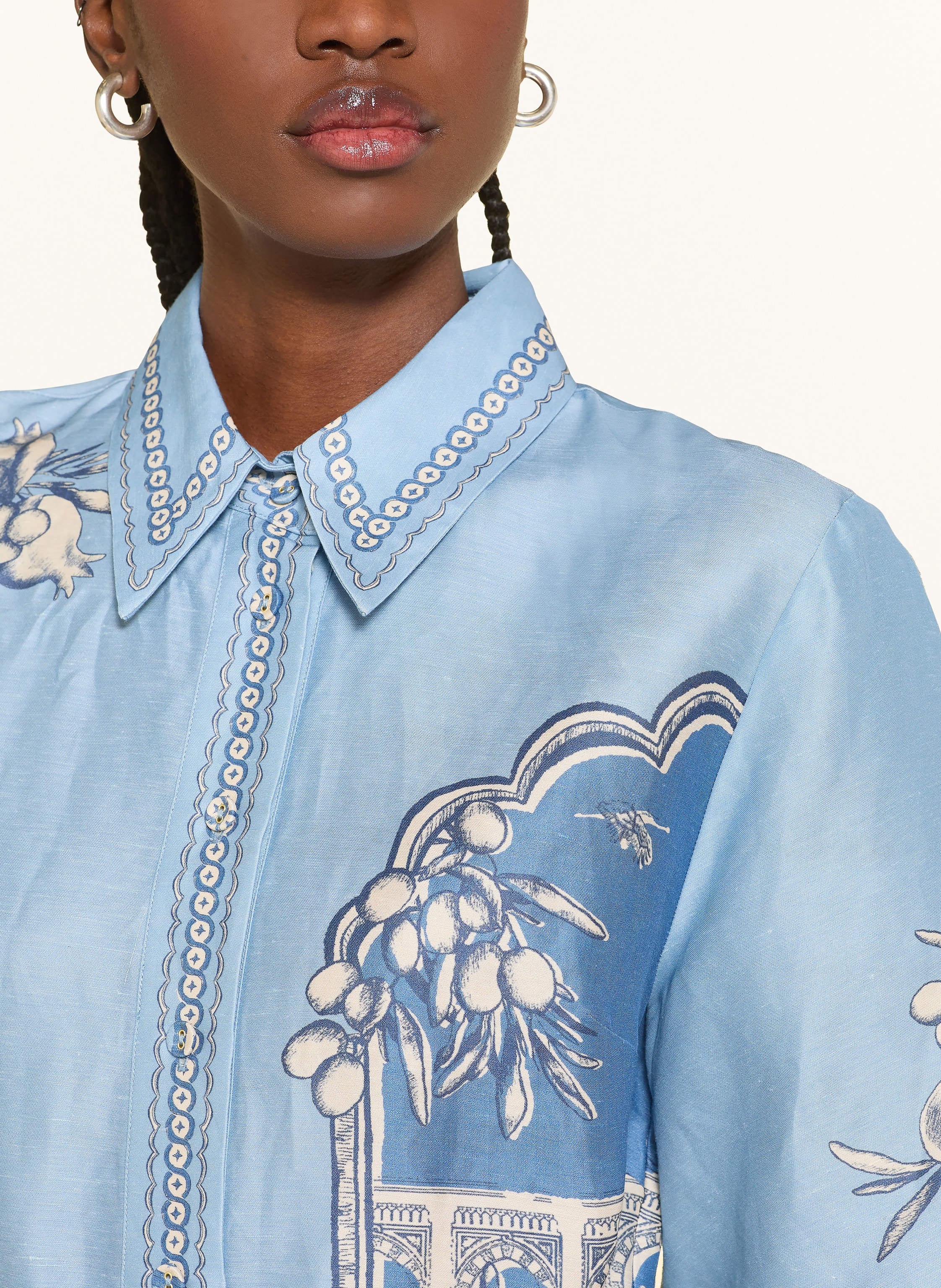 Thumbnail - Alémais Hemdblusenkleid Villa Romantica Mit Leinen blau