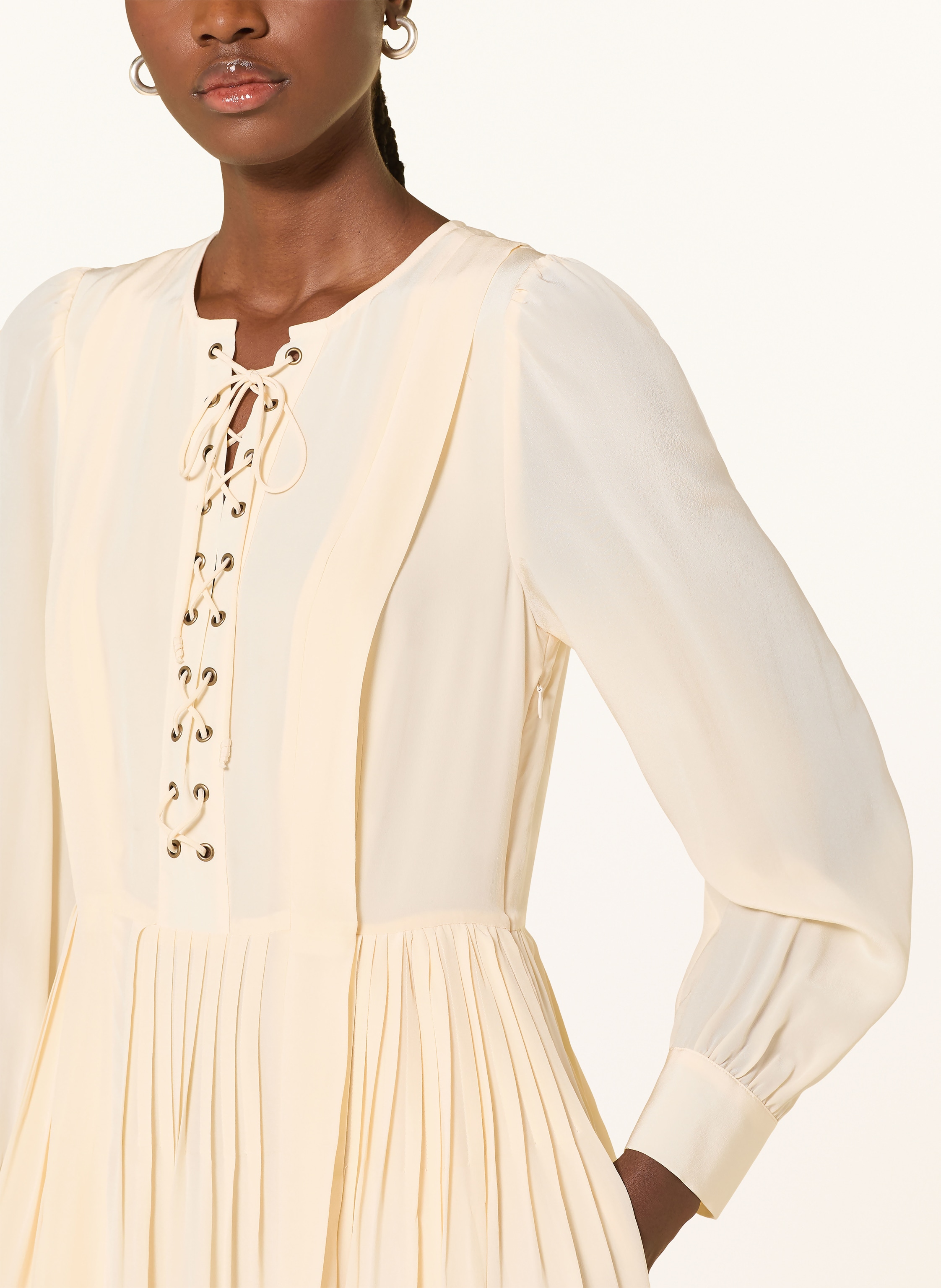 Thumbnail - Ulla Johnson Seidenkleid Veria Mit Plissees weiss