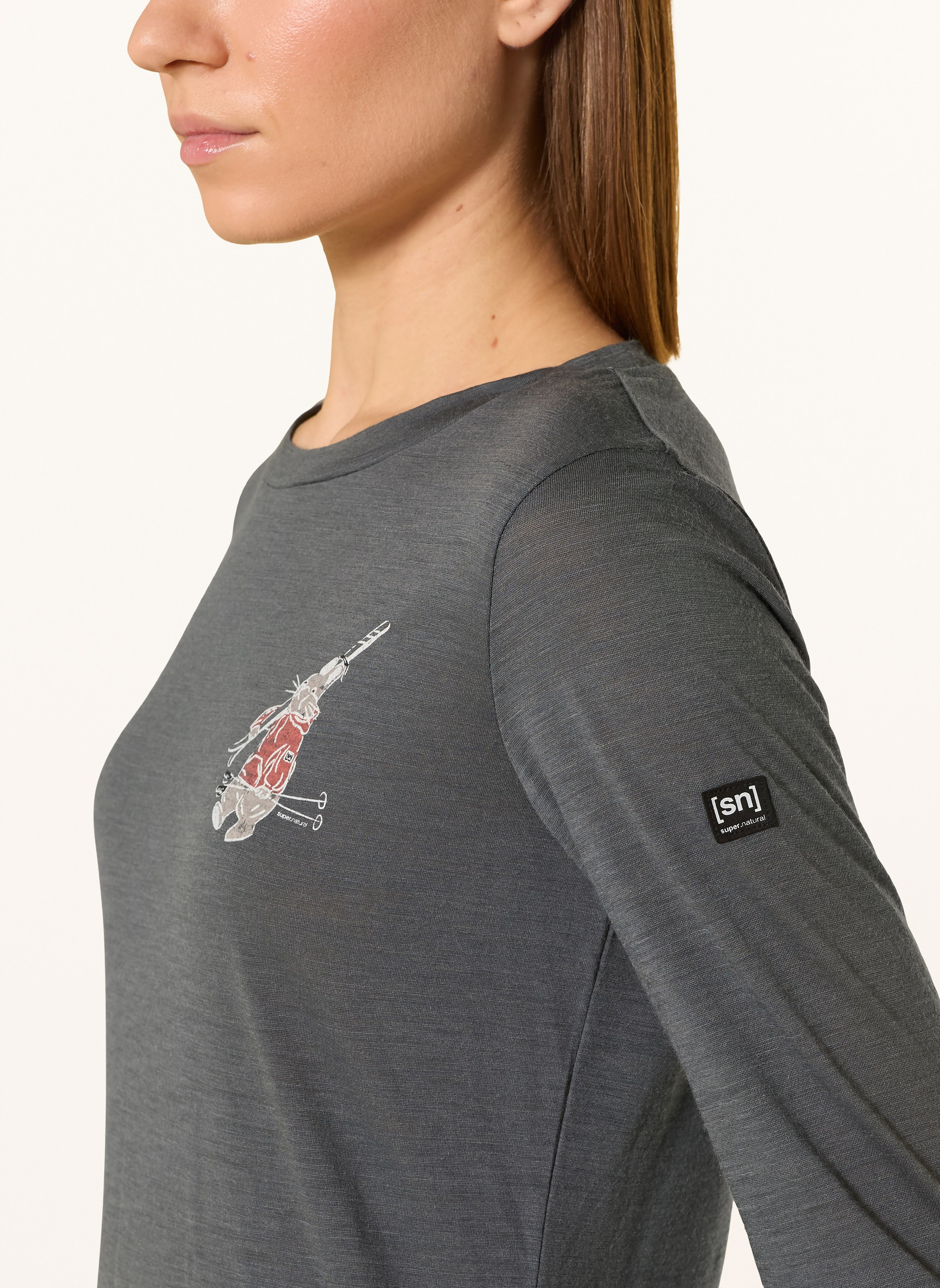 Thumbnail - Super.Natural Funktionsshirt Lil Ski Bunny Mit Merinowolle grau