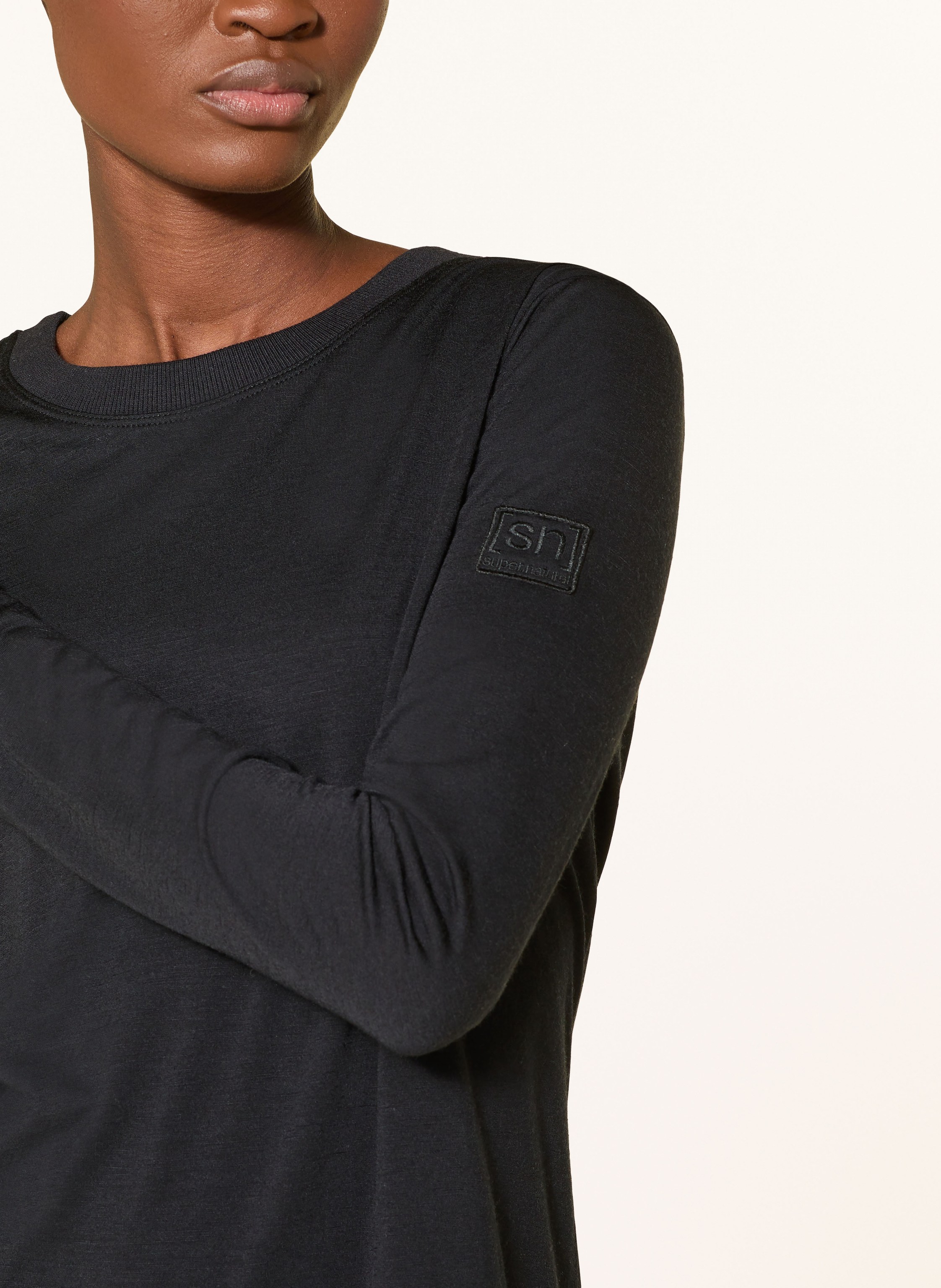 Thumbnail - Super.Natural Longsleeve Casual Rib Mit Merinowolle schwarz