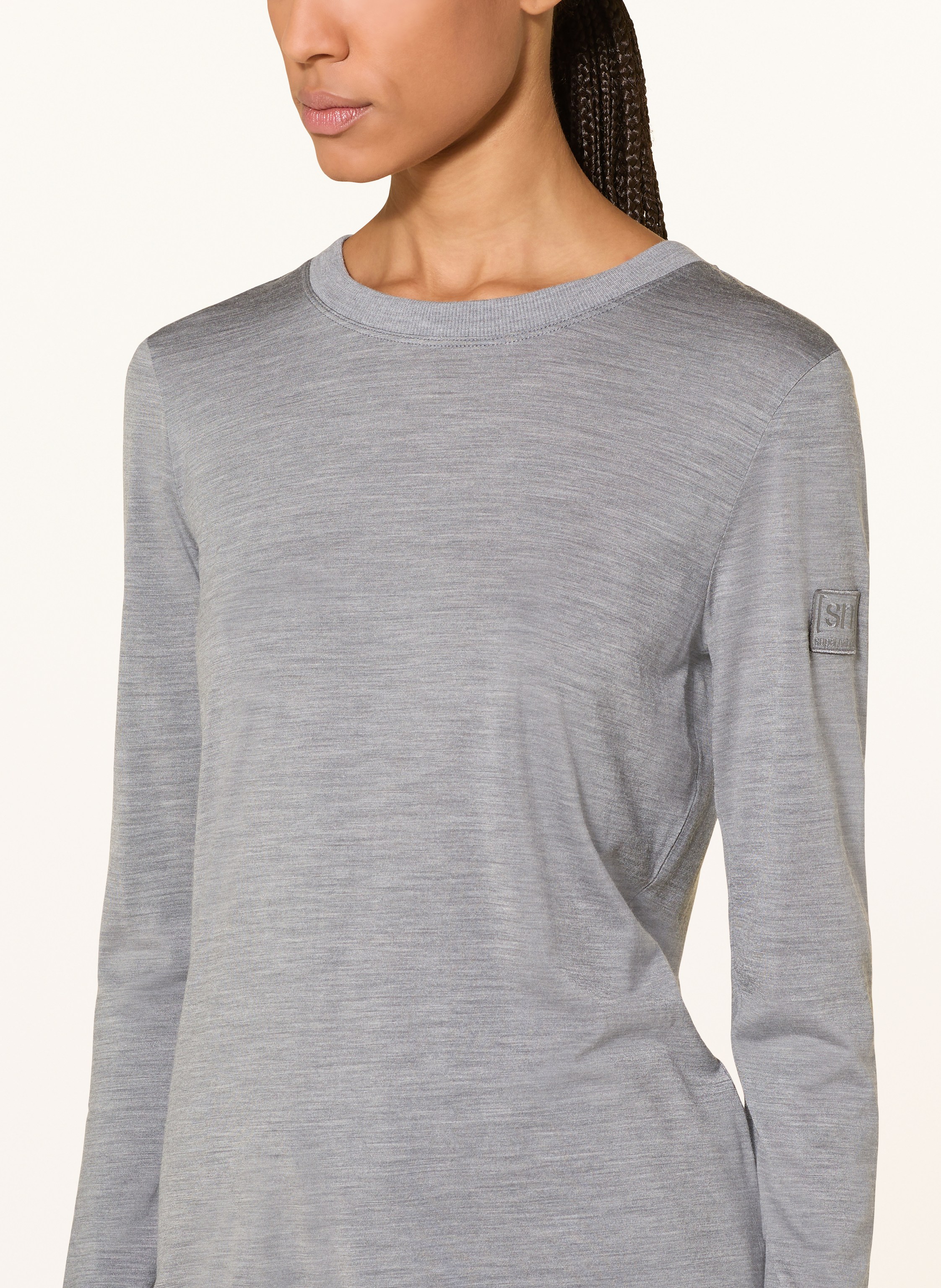 Thumbnail - Super.Natural Longsleeve Casual Rib Mit Merinowolle grau