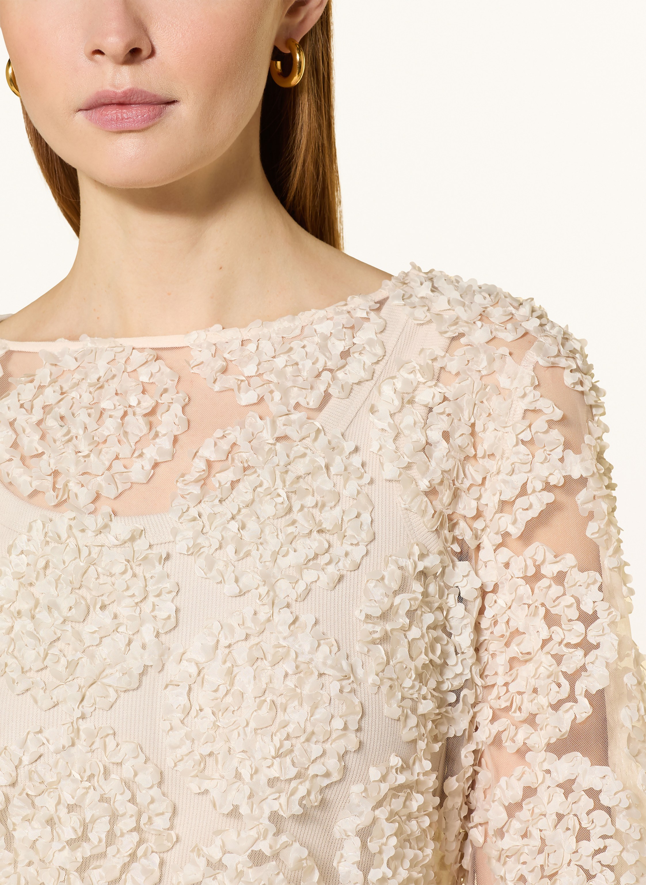 Thumbnail - V By Vera Mont Blusenshirt Aus Mesh beige