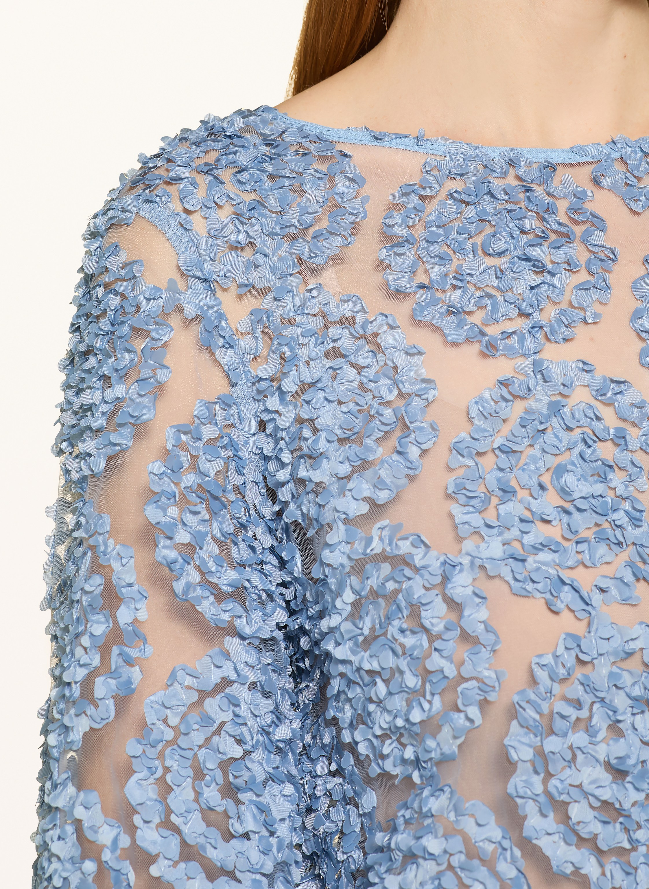 Thumbnail - V By Vera Mont Blusenshirt Aus Mesh blau