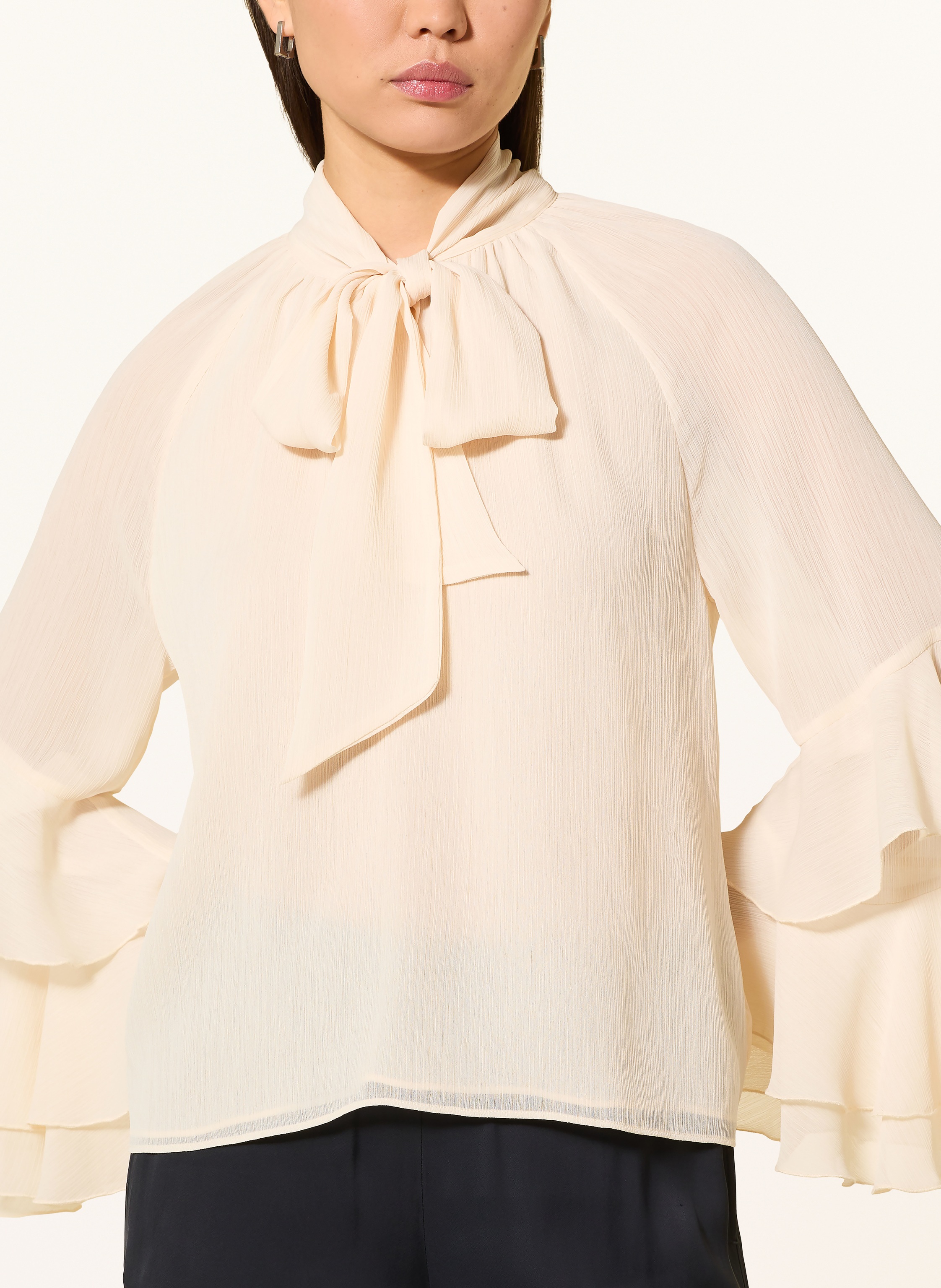 Thumbnail - V By Vera Mont Schluppenbluse Mit Volants beige