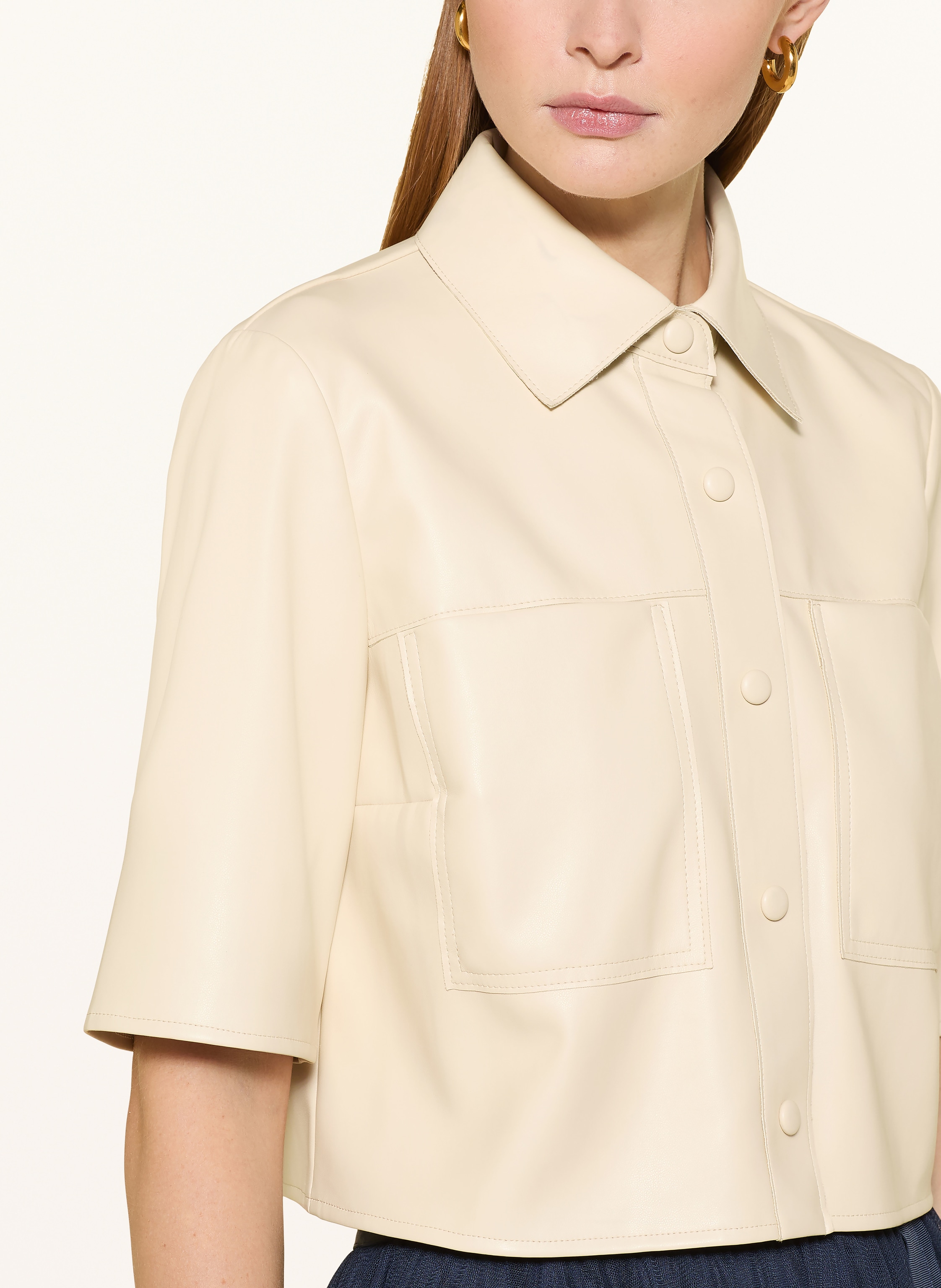 Thumbnail - V By Vera Mont Hemdbluse In Lederoptik beige