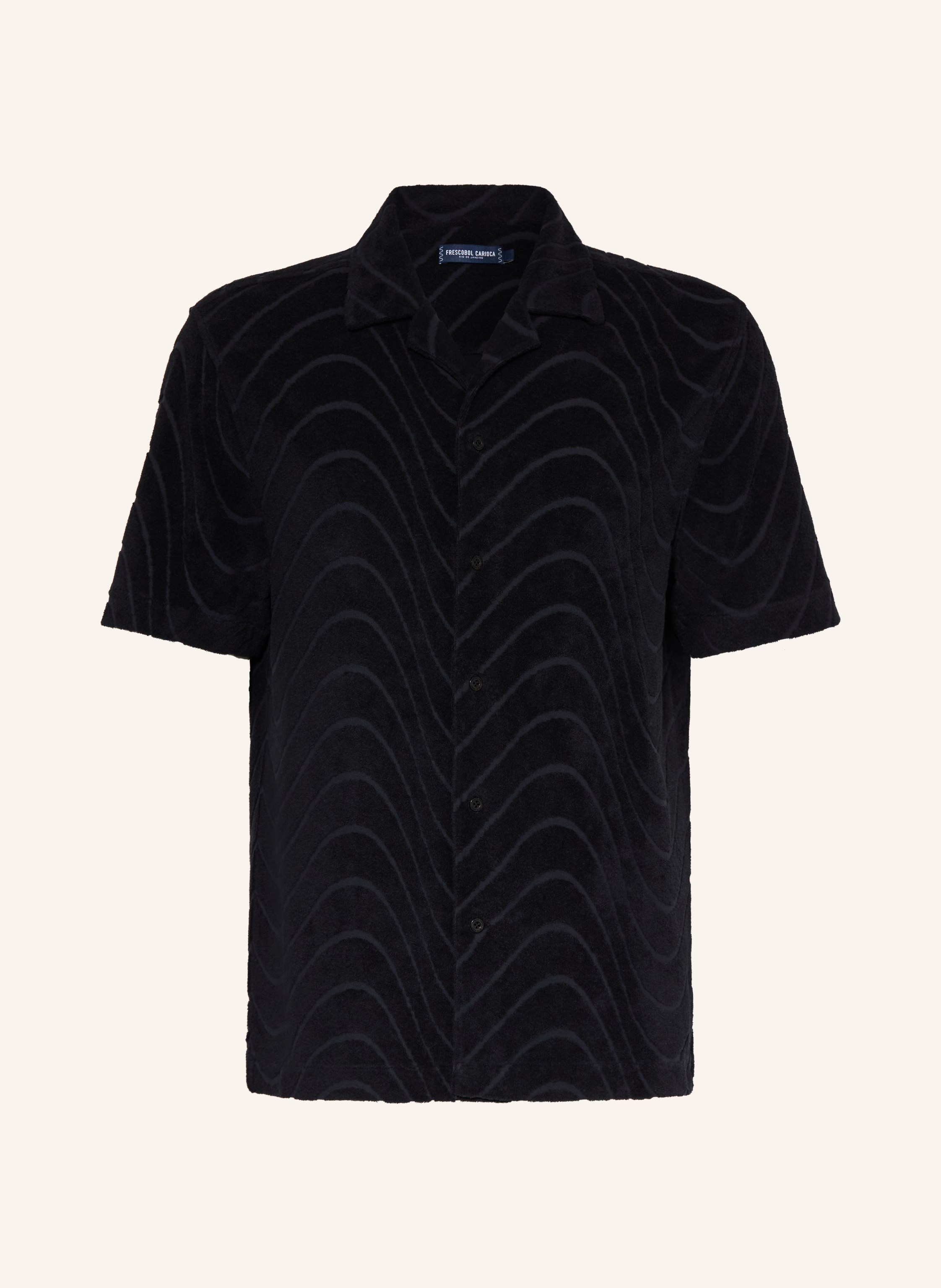 Frescobol Carioca Frescobol Carioca Resorthemd Roberto Comfort Fit Aus Frottee schwarz in SCHWARZ
