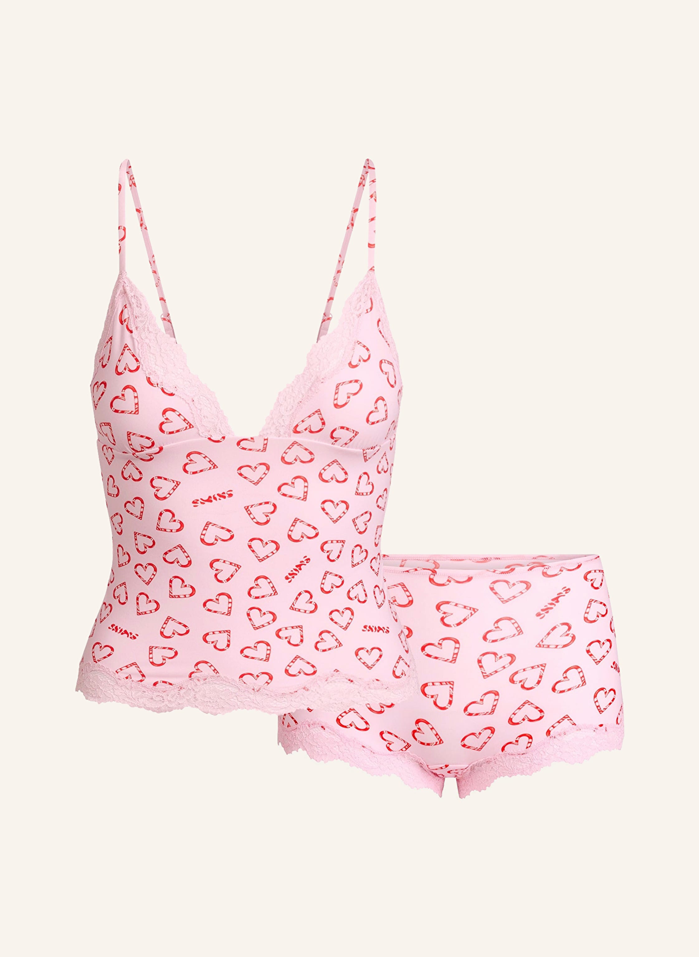 SKIMS Shorty-Schlafanzug FITS EVERYBODY in cb candy heart print