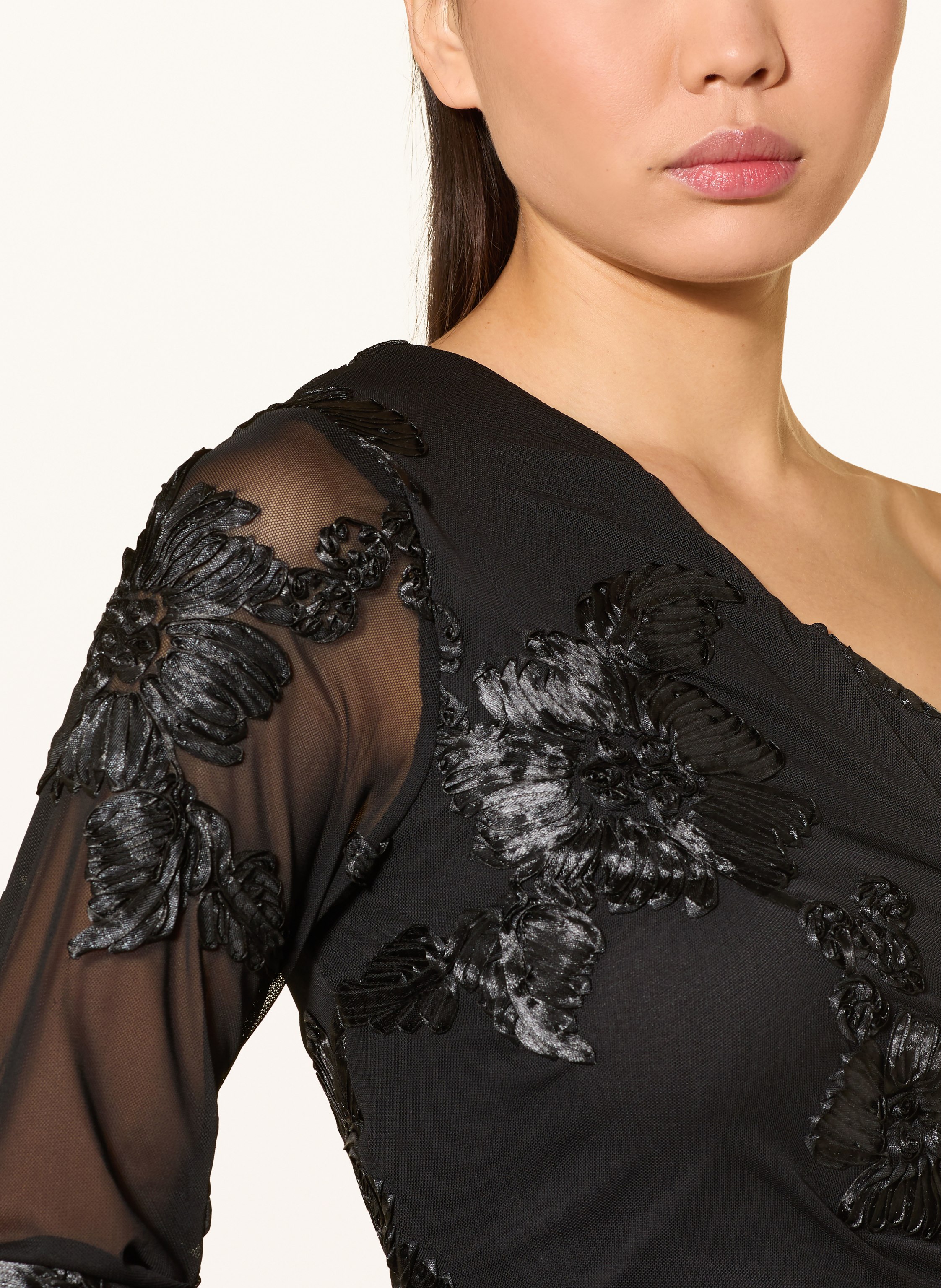 Thumbnail - Neo Noir One-Shoulder-Bluse Friana Aus Mesh schwarz